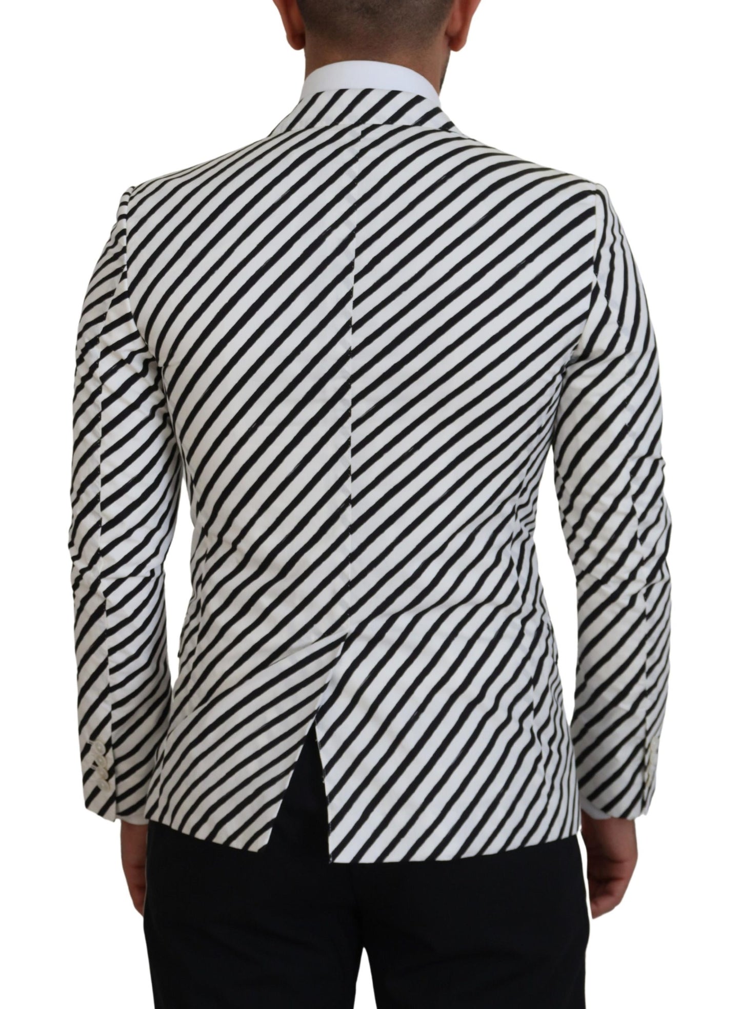 Dolce & Gabbana – Weiß-schwarz gestreifter Slim-Fit-Jackenblazer