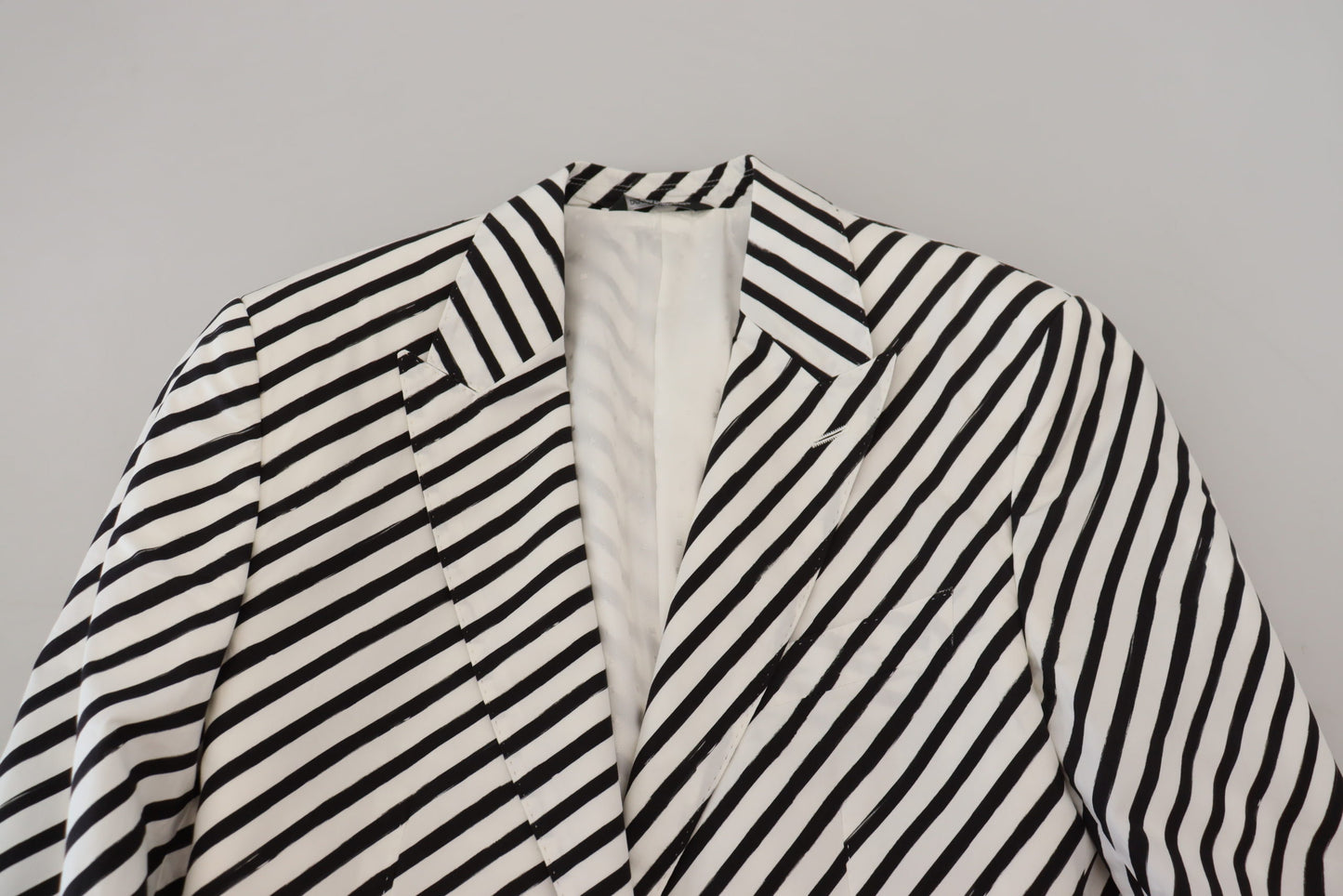 Dolce & Gabbana – Weiß-schwarz gestreifter Slim-Fit-Jackenblazer