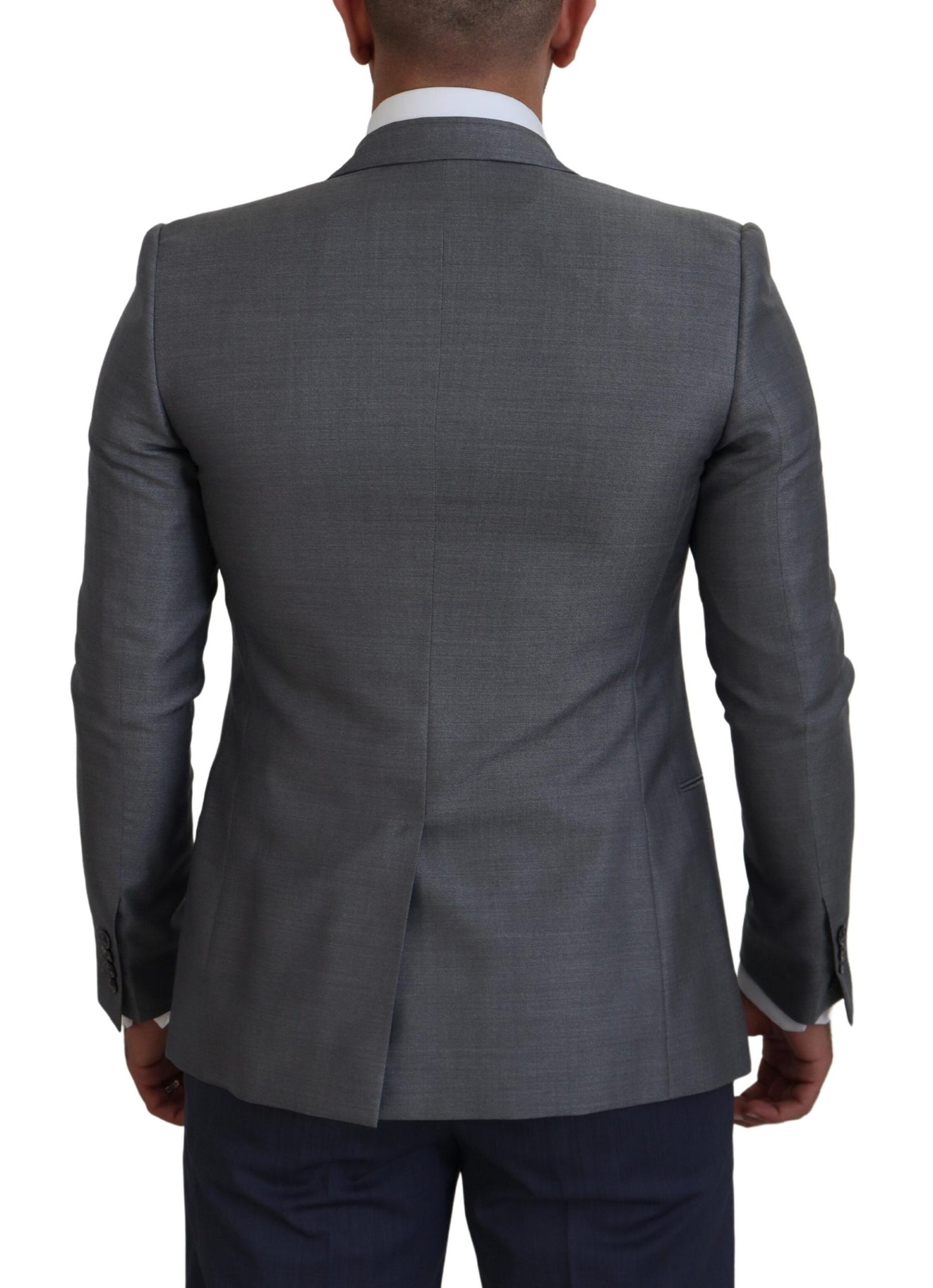 Dolce & Gabbana – Slim Fit-Jackenblazer aus grauer Wolle und Seide