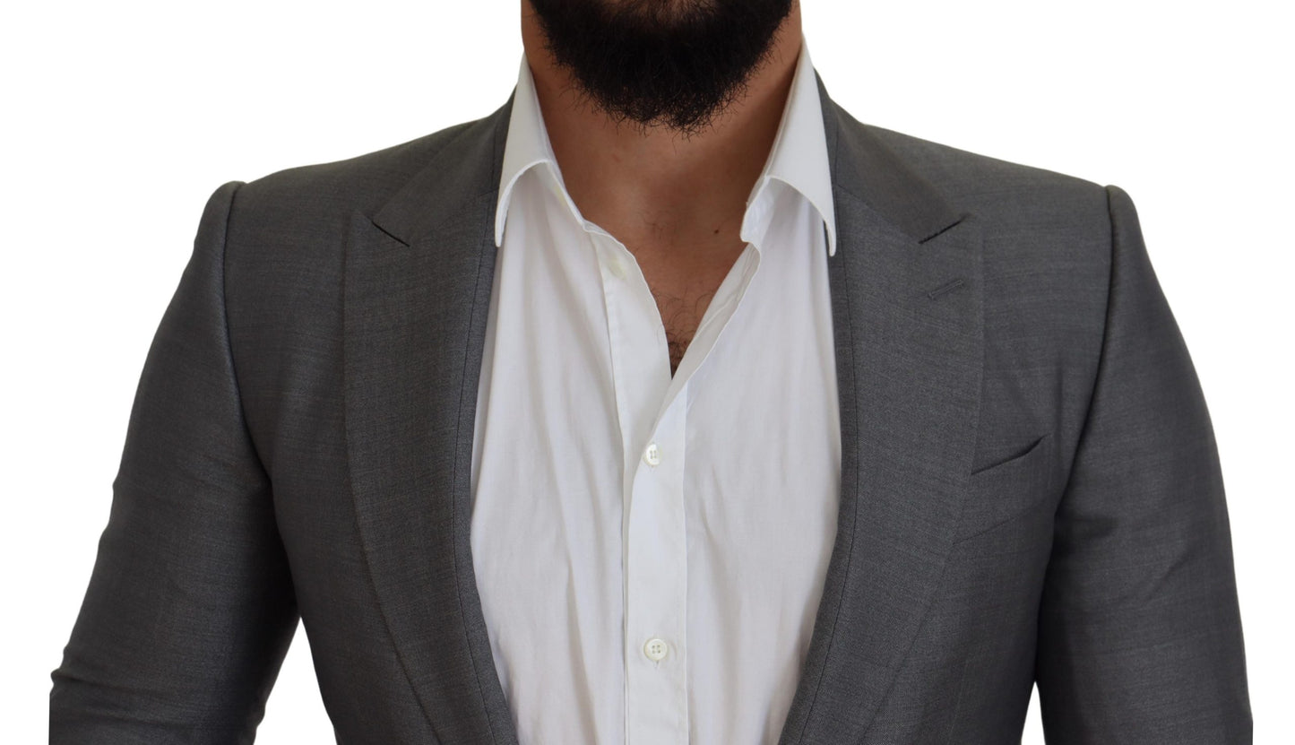 Dolce & Gabbana – Slim Fit-Jackenblazer aus grauer Wolle und Seide