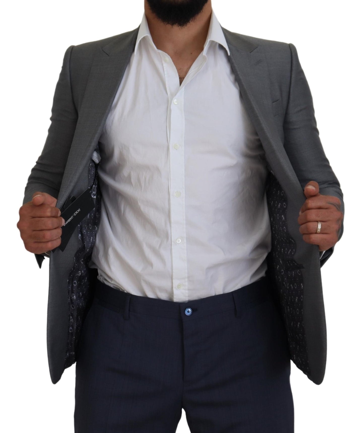 Dolce & Gabbana – Slim Fit-Jackenblazer aus grauer Wolle und Seide