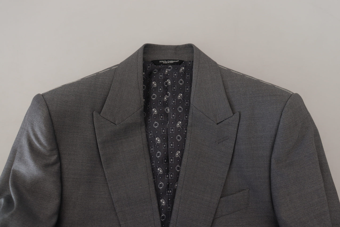 Dolce & Gabbana – Slim Fit-Jackenblazer aus grauer Wolle und Seide