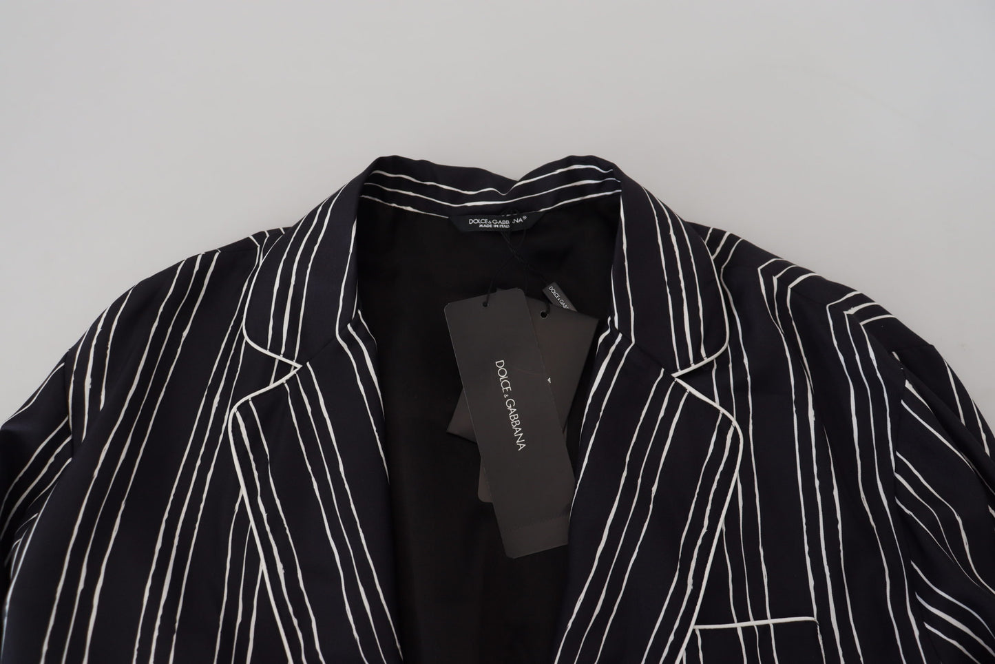 Dolce & Gabbana Blau gestreifte Pyjama-Hemdjacke aus Seide
