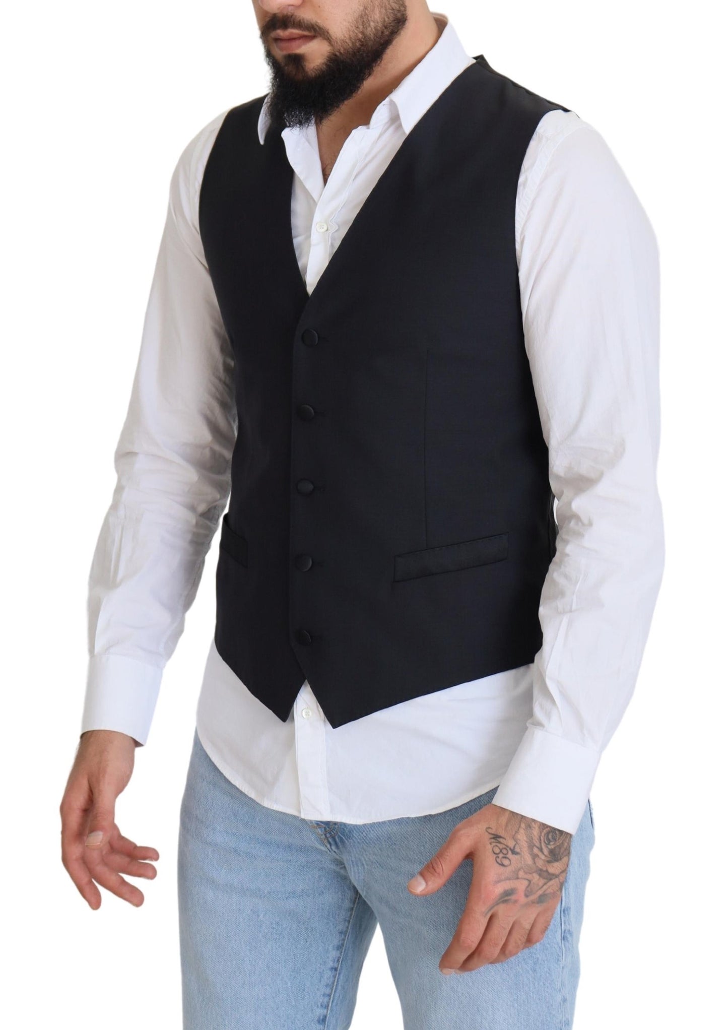 Dolce & Gabbana – Schwarze Weste aus Wollstretch