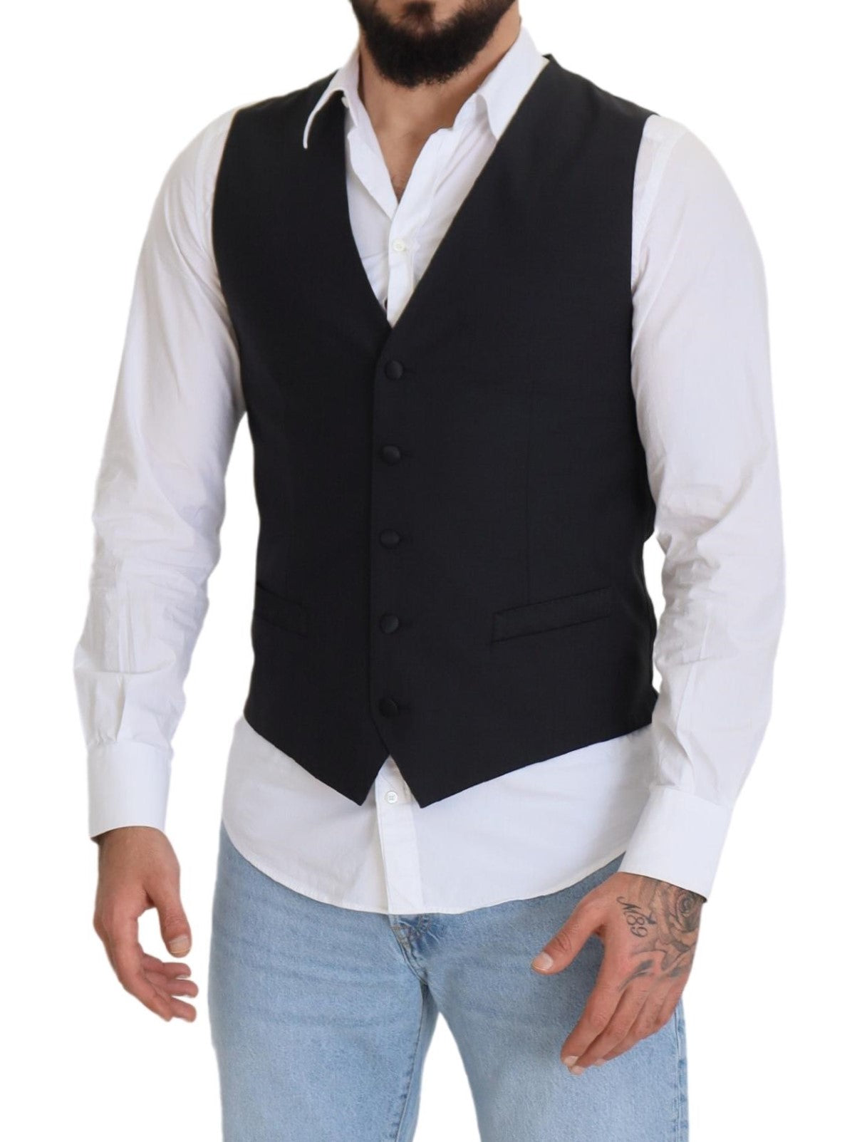 Dolce & Gabbana – Schwarze Weste aus Wollstretch