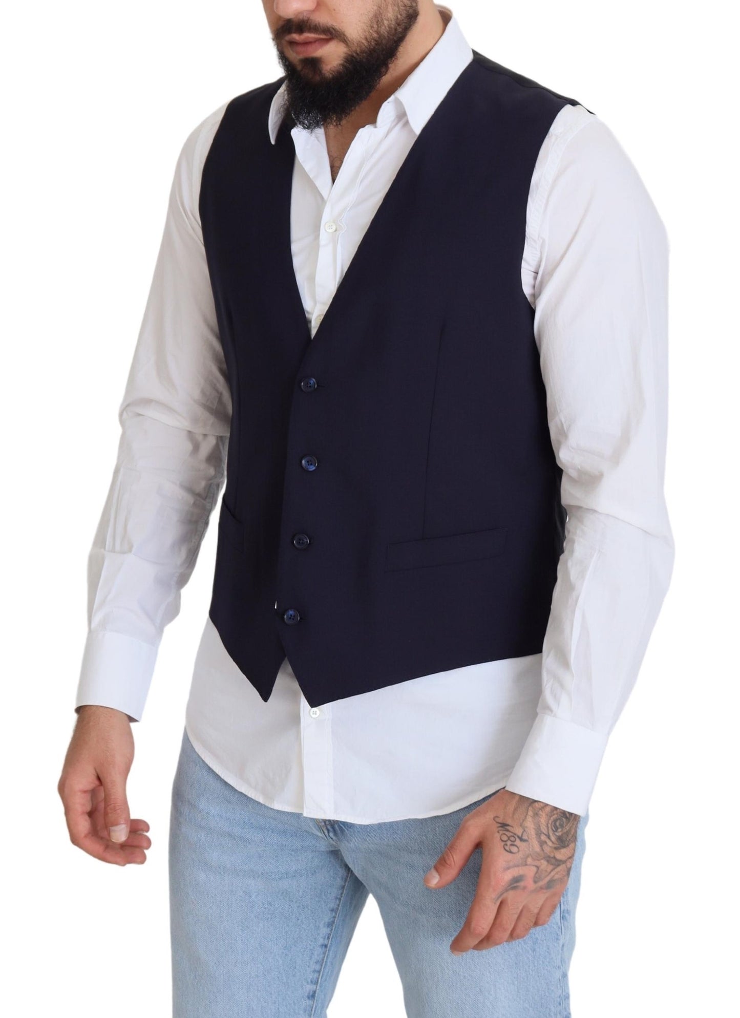 Dolce & Gabbana – Dunkelblaue Weste aus Wollstretch