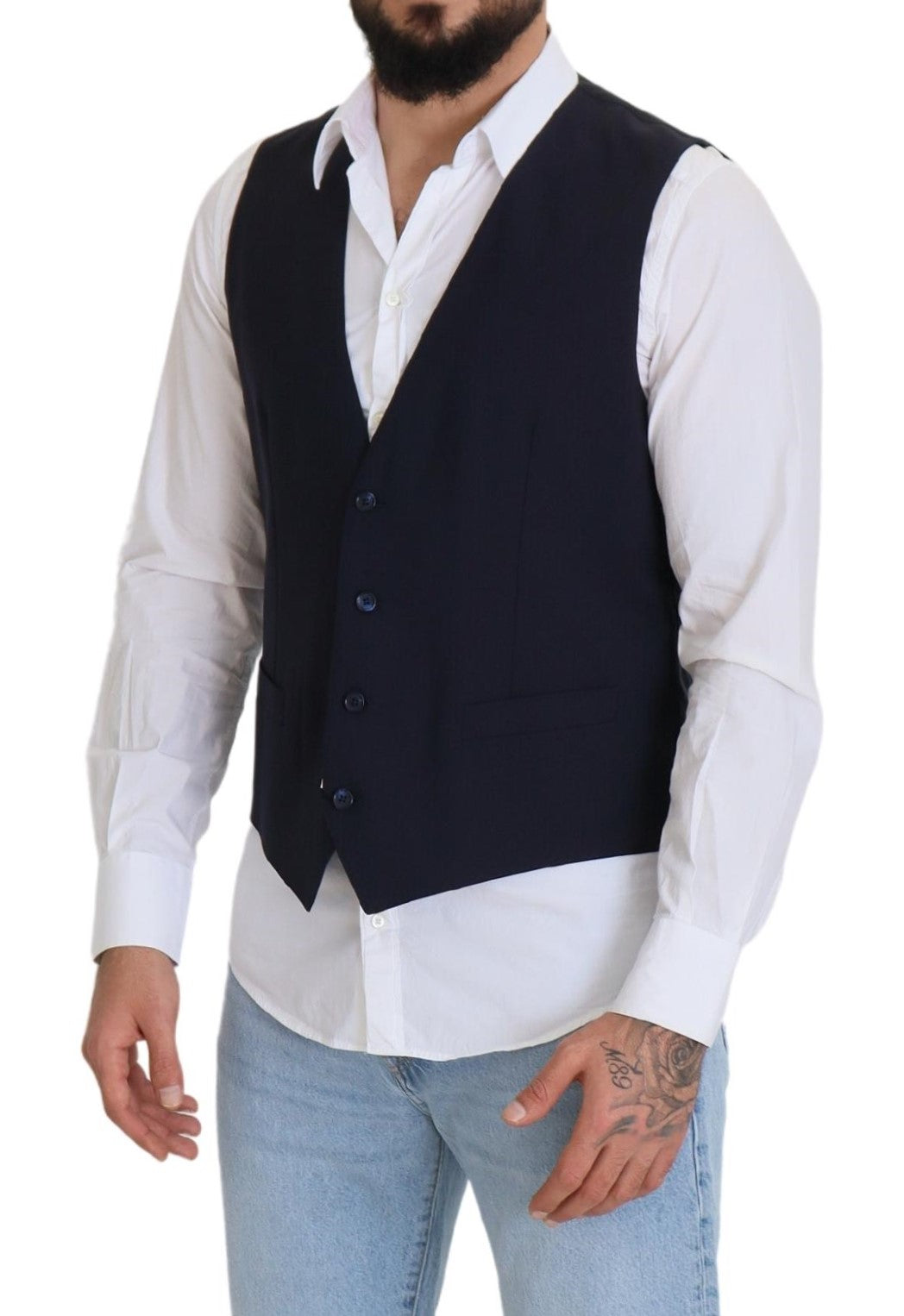 Dolce & Gabbana – Dunkelblaue Weste aus Wollstretch