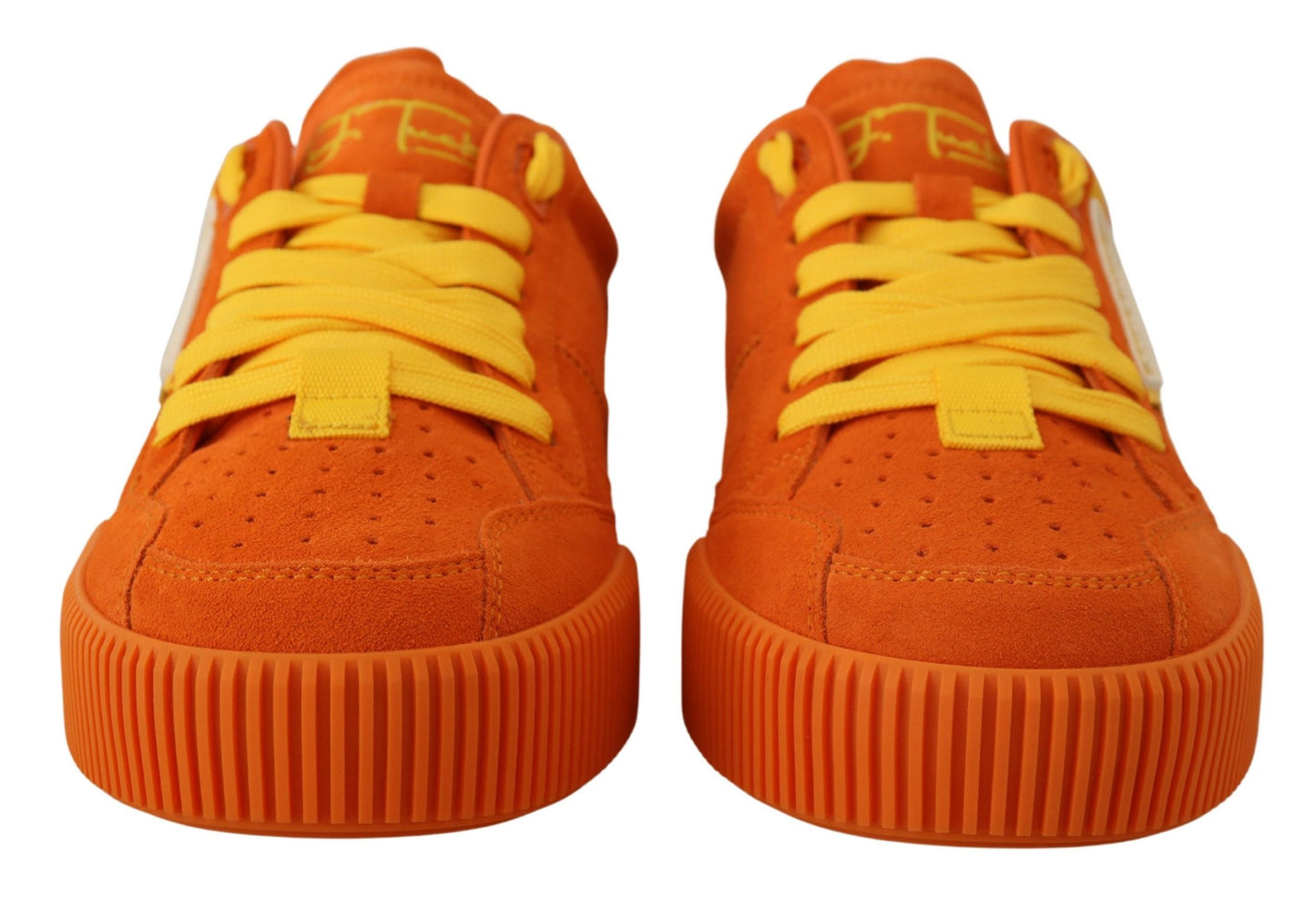 Dolce & Gabbana Orange Leder Pj Tucker Sneakers Schuhe