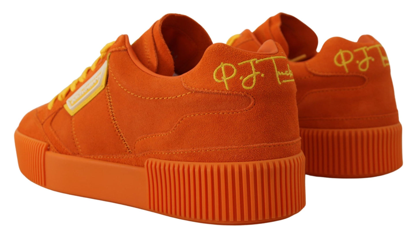 Dolce & Gabbana Orange Leder Pj Tucker Sneakers Schuhe