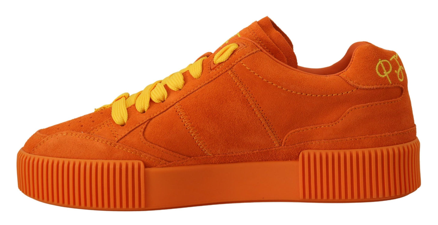 Dolce & Gabbana Orange Leder Pj Tucker Sneakers Schuhe
