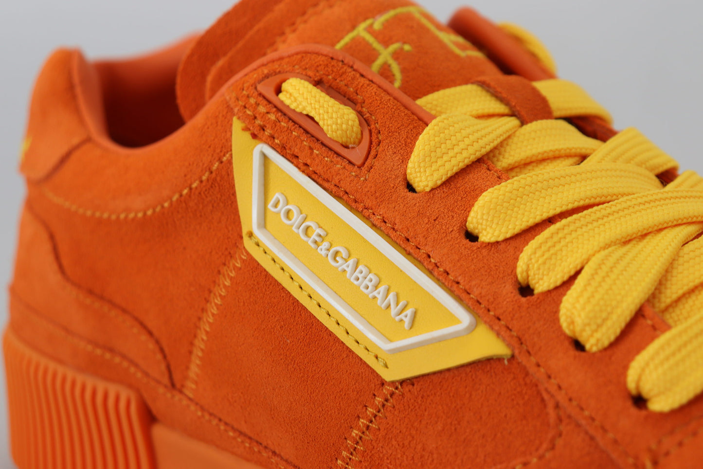 Dolce & Gabbana Orange Leder Pj Tucker Sneakers Schuhe