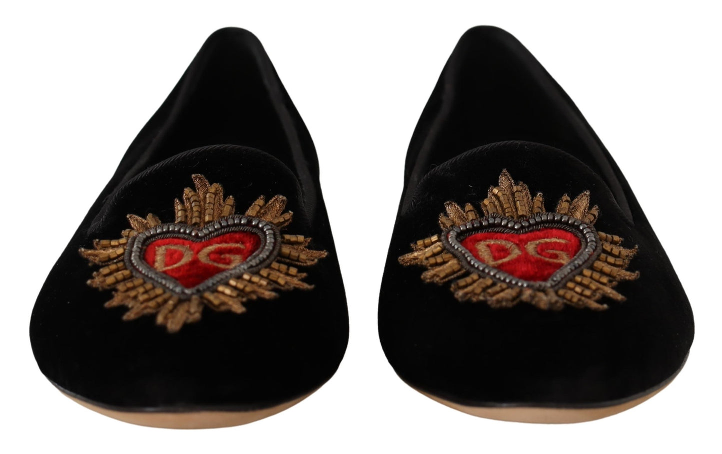 Dolce & Gabbana – Schwarze Slipper mit Herz-Jesu-Patch