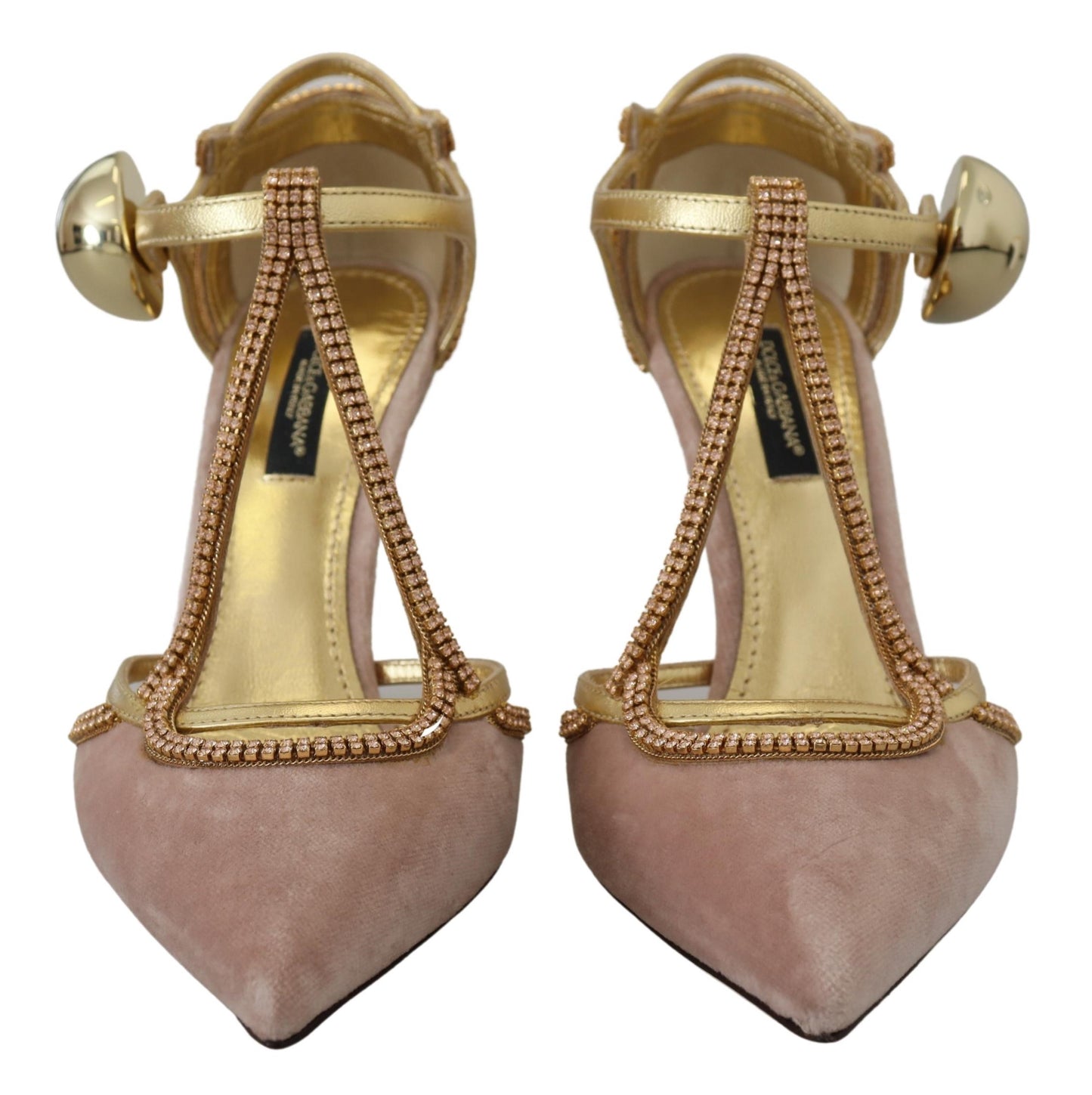 Dolce & Gabbana Pink Crystal T-Riemen Heels Pumps Schuhe