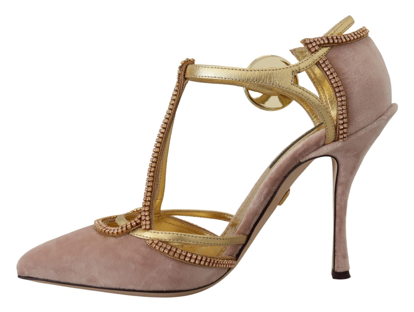 Dolce & Gabbana Pink Crystal T-Riemen Heels Pumps Schuhe