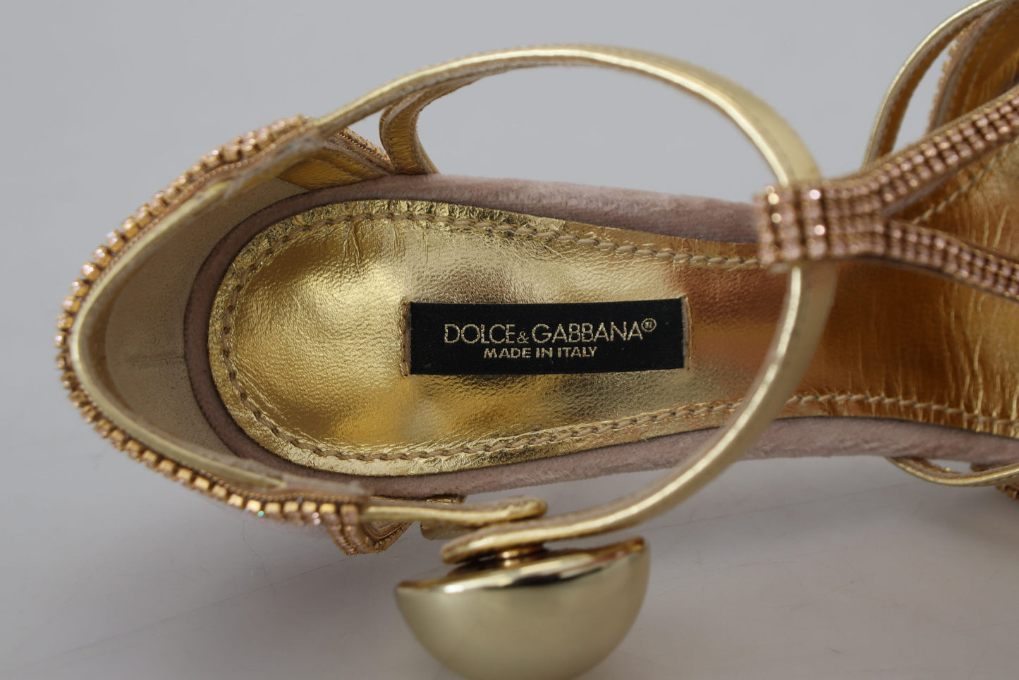 Dolce & Gabbana Pink Crystal T-Riemen Heels Pumps Schuhe