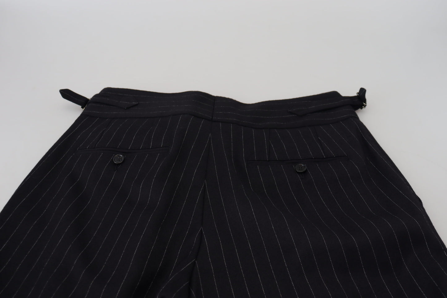 Dolce & Gabbana – Schwarze Chinohose aus Wolle mit Streifen