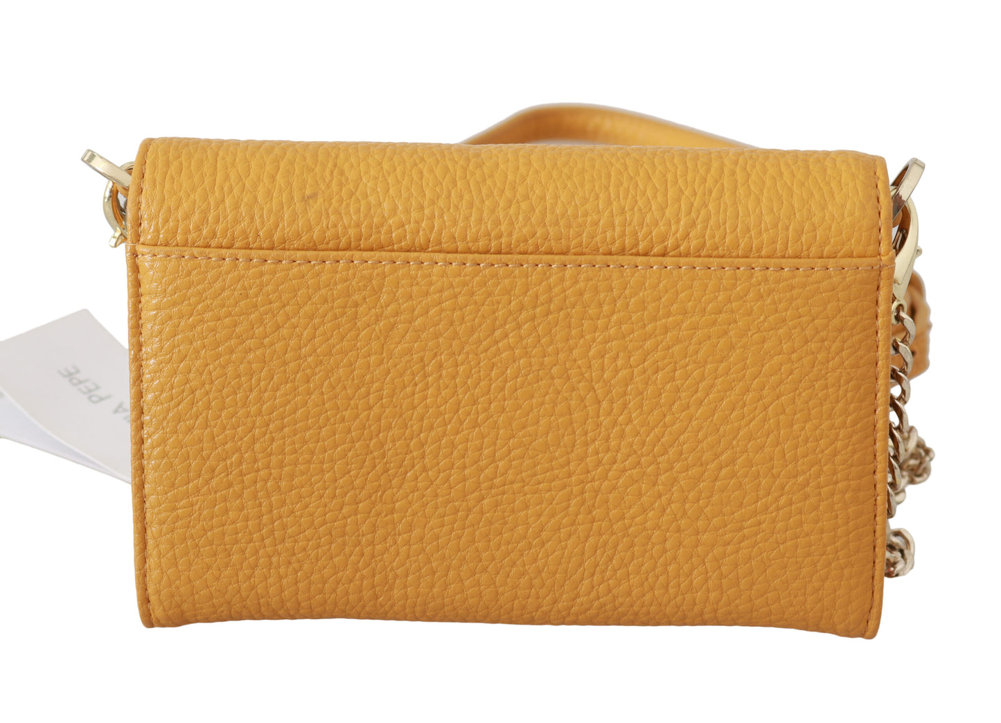 Patrizia Pepe – Schultertasche aus Leder mit gelbem Logo