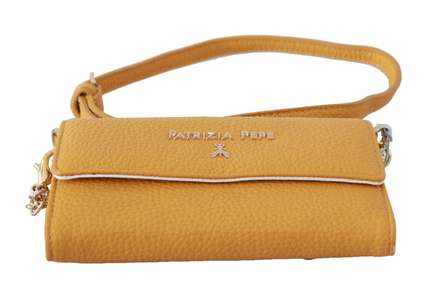 Patrizia Pepe – Schultertasche aus Leder mit gelbem Logo