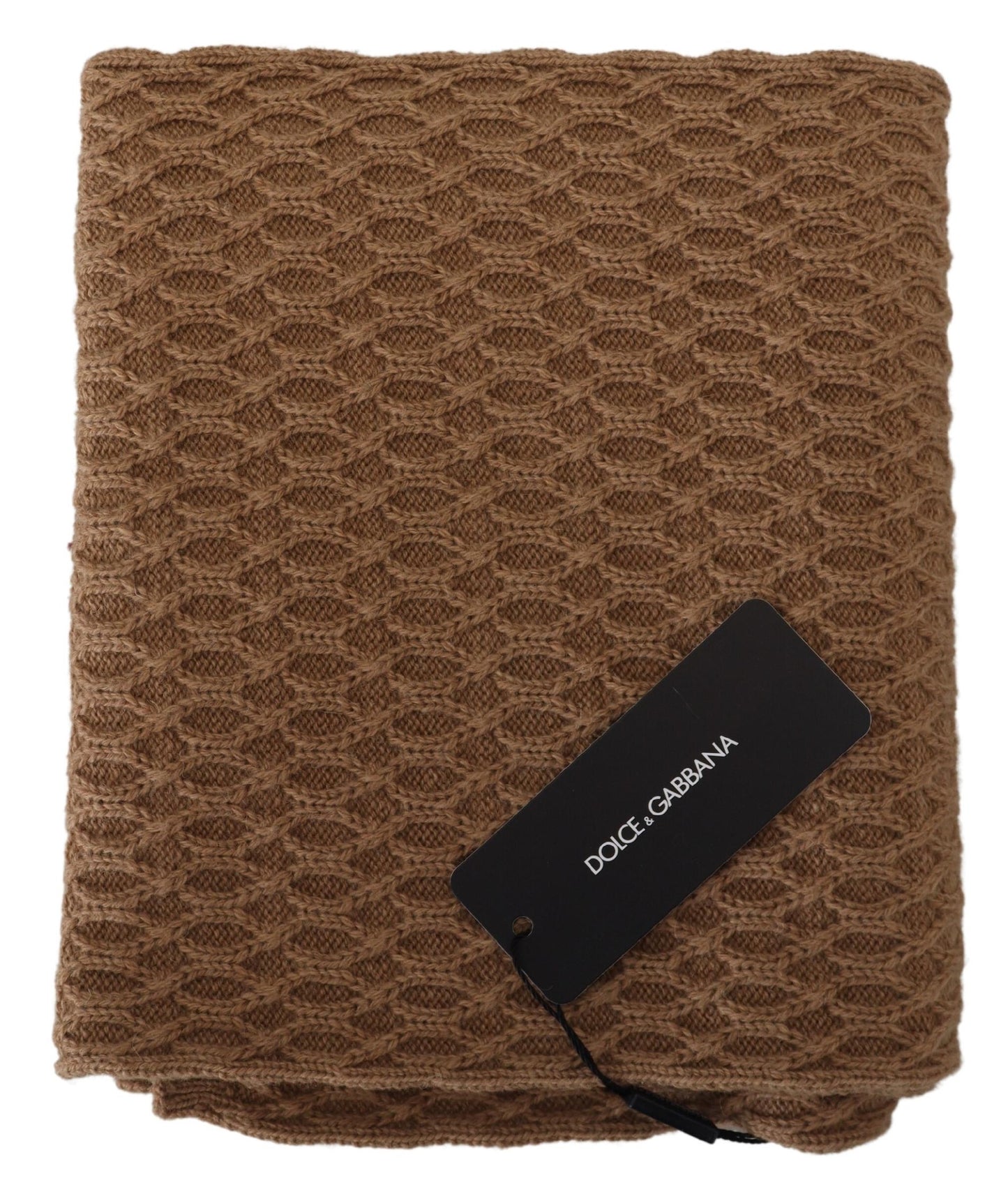 Dolce & Gabbana Dunkelbrauner Wickelschal Gestrickter Kamelschal