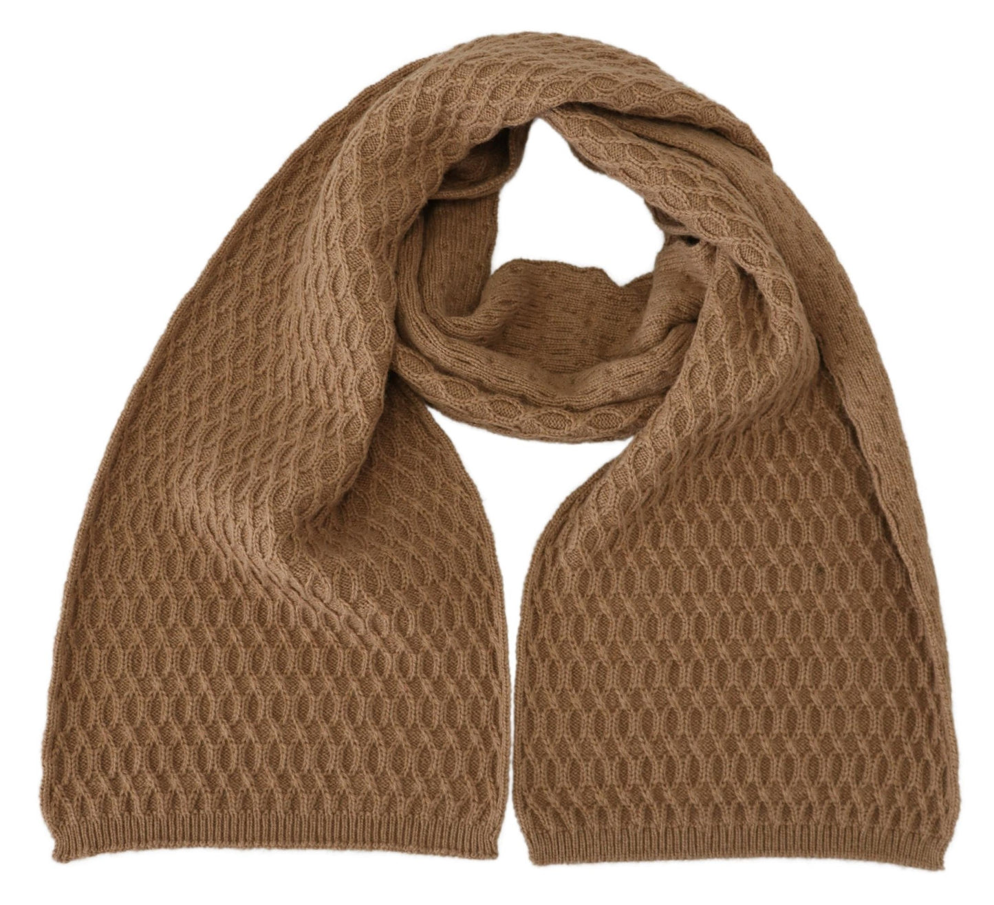 Dolce & Gabbana Dunkelbrauner Wickelschal Gestrickter Kamelschal