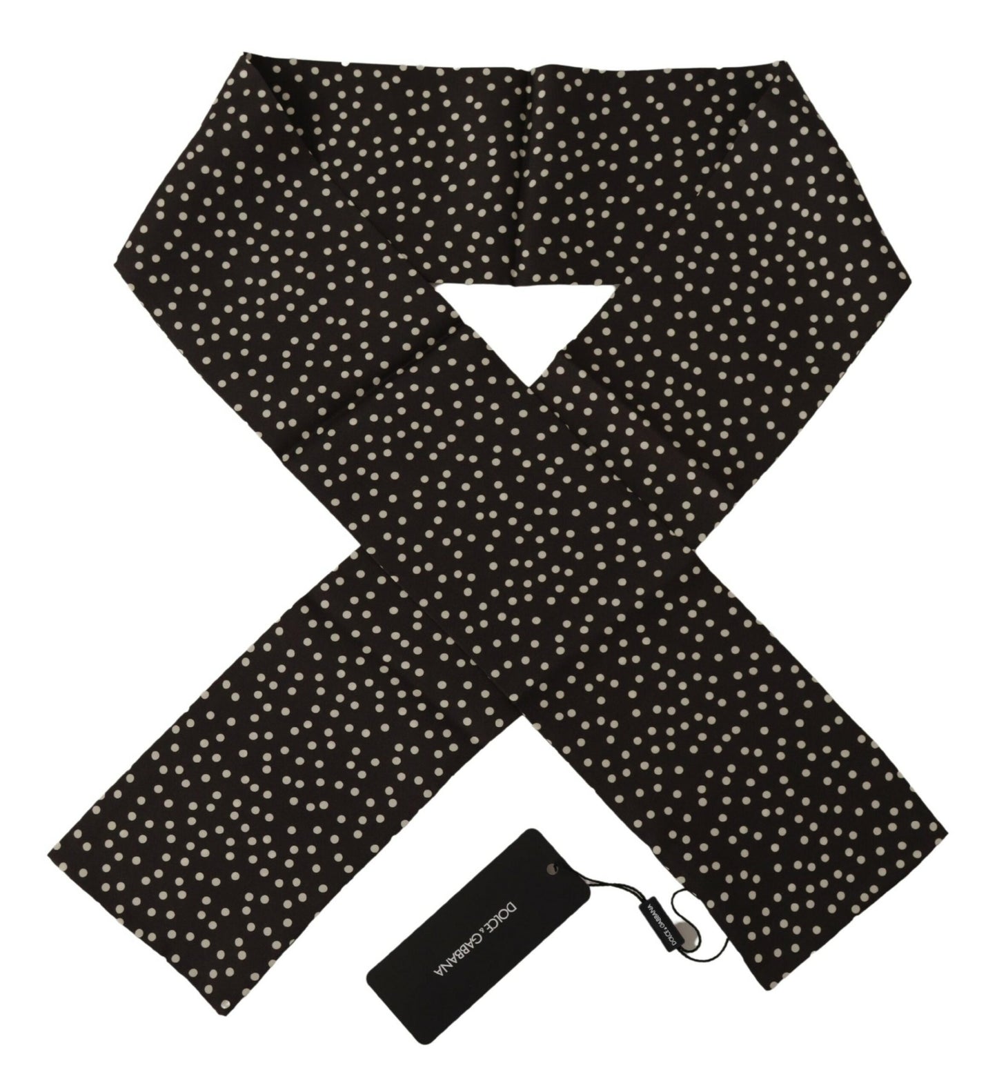 Dolce & Gabbana Brauner gepunkteter Herrenschal, Halstuch, Schal