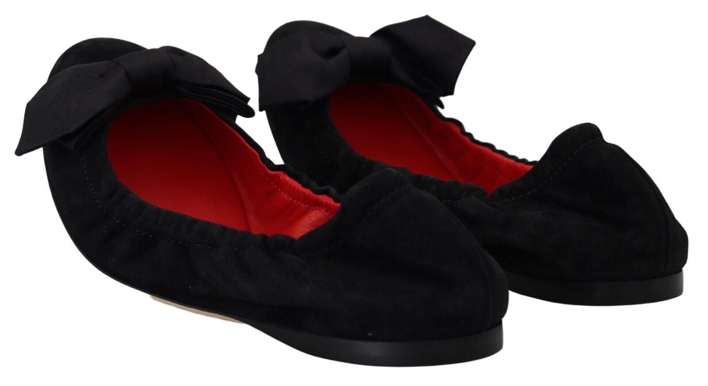 Dolce & Gabbana – Flache Slipper-Ballerinas aus schwarzem Wildleder
