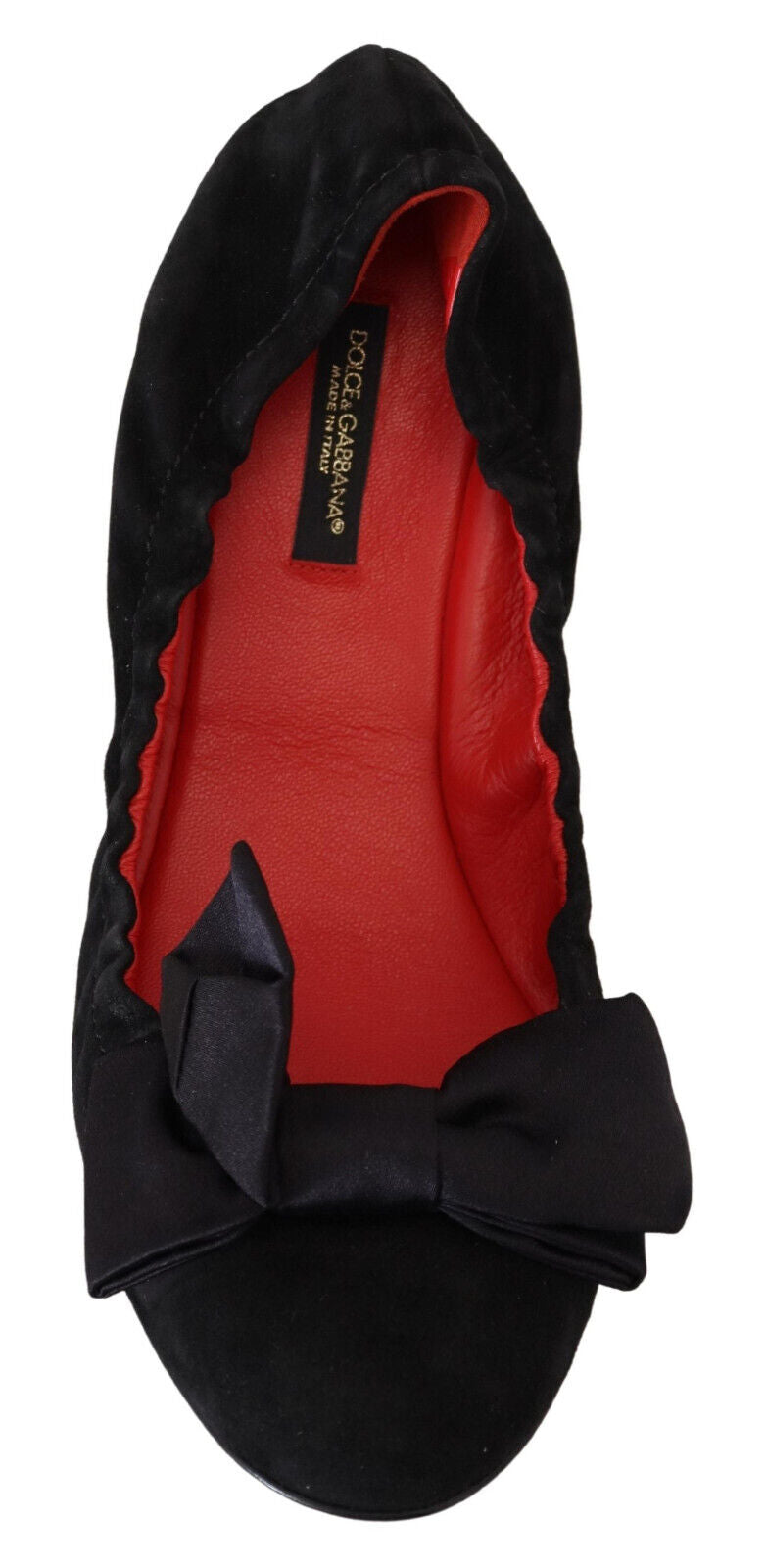 Dolce & Gabbana – Flache Slipper-Ballerinas aus schwarzem Wildleder