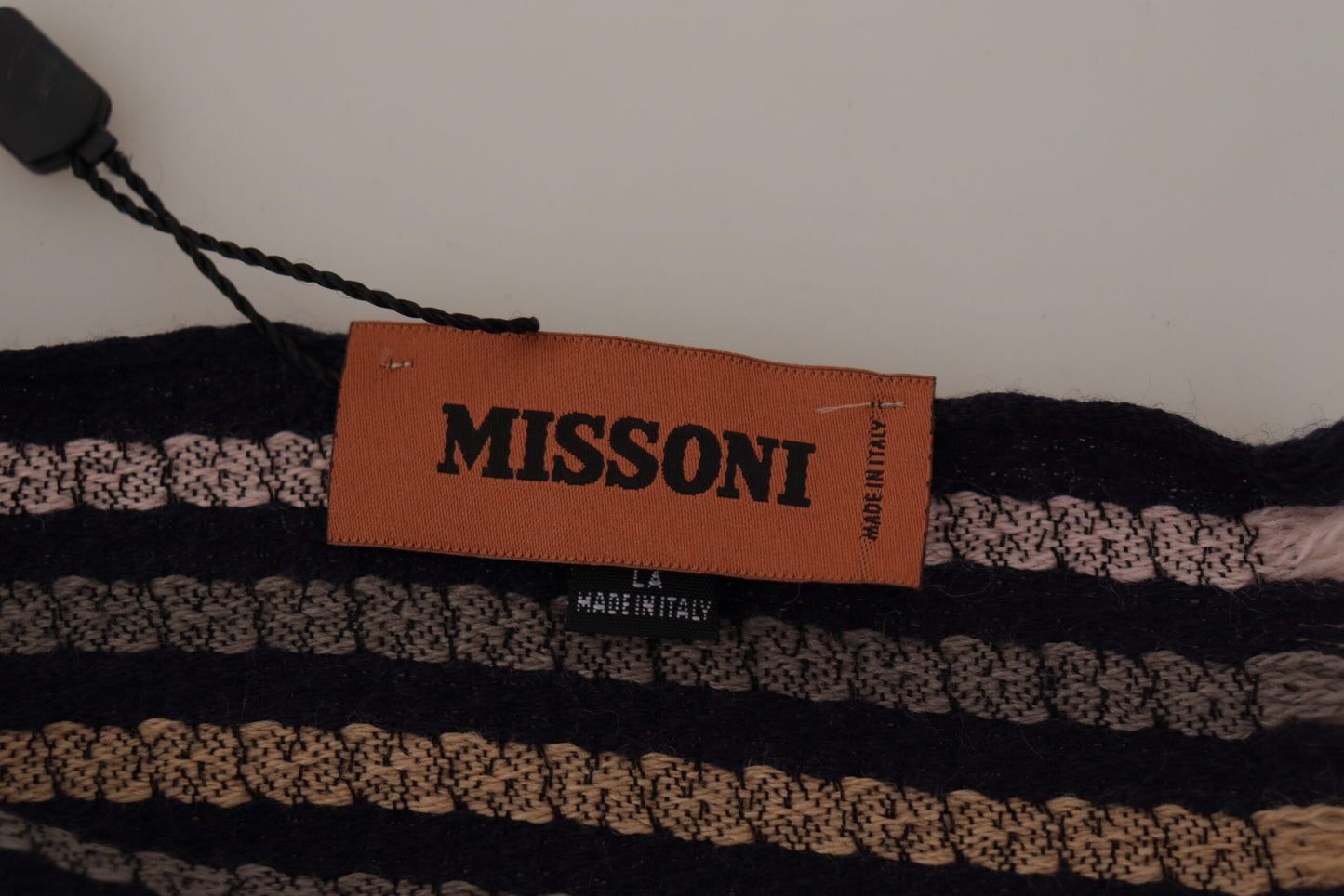 Missoni Schal aus Wollstrick mit Fransen und mehrfarbigen Streifen
