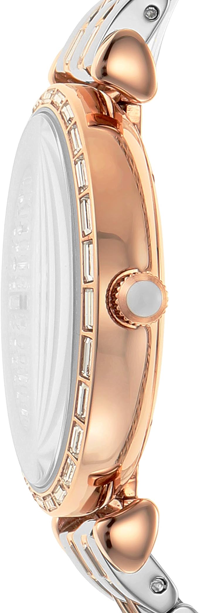 Emporio Armani – Elegante zweifarbige Armbanduhr mit Kristallpavé