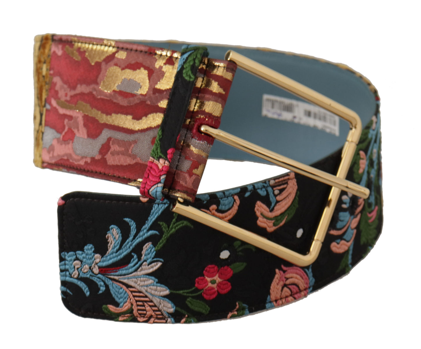 Dolce & Gabbana – Mehrfarbiger Gürtel aus besticktem Leder mit goldener Metallschnalle