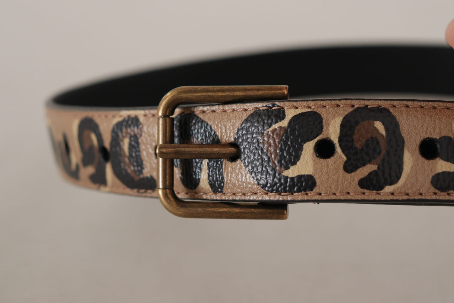 Dolce & Gabbana Brauner Vintage-Gürtel mit Metallschnalle im Leopardenmuster