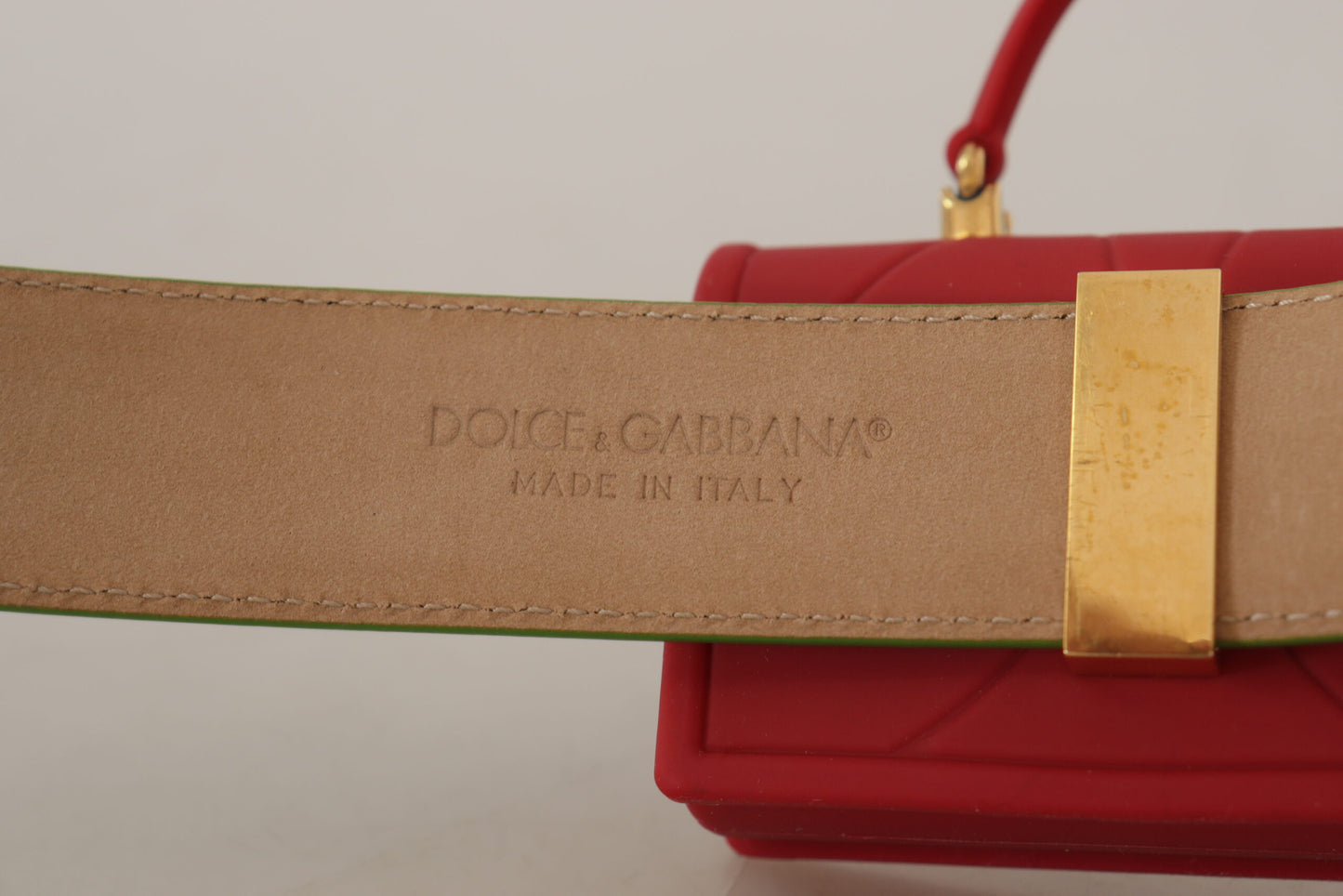 Dolce & Gabbana – Devotion – Mikrotasche aus grünem Leder mit Herzmotiv und Kopfhörergürtel