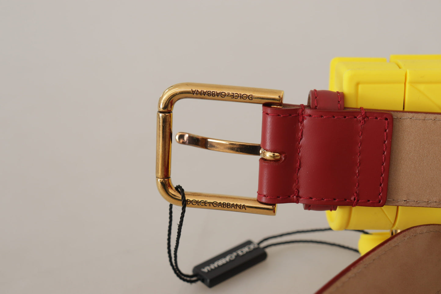 Dolce & Gabbana – Roter Ledergürtel „Devotion“ mit gelber Herzschnalle