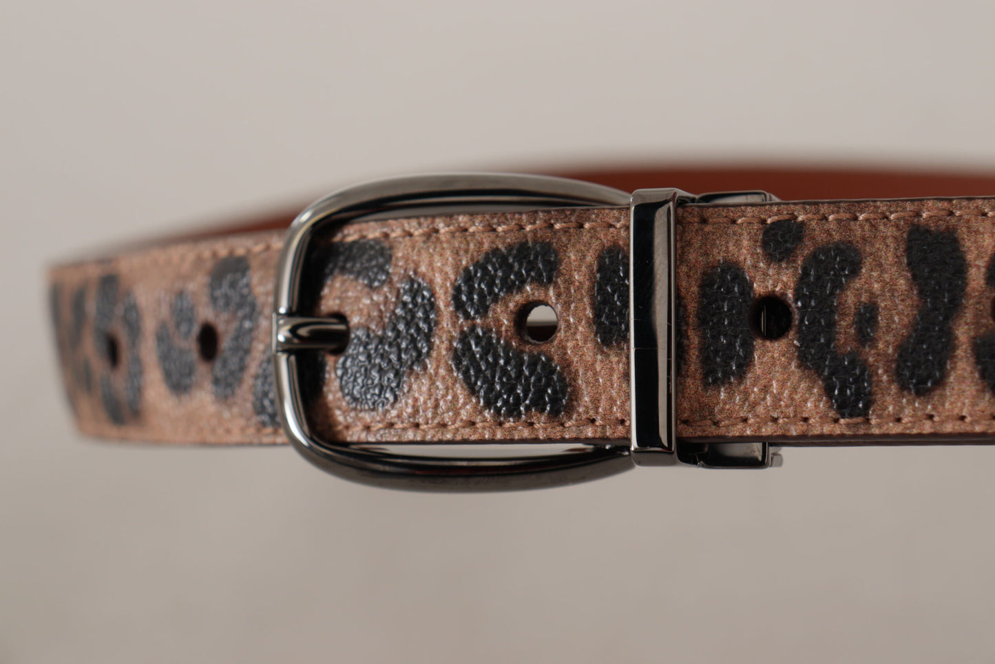 Dolce & Gabbana – Brauner Ledergürtel mit Leopardenprägung und Schnalle