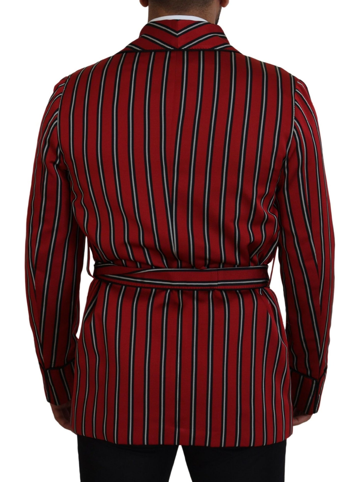 Dolce & Gabbana – Rot gestreifter Morgenmantel mit Martini-Print
