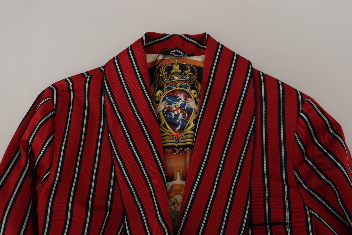 Dolce & Gabbana – Rot gestreifter Morgenmantel mit Martini-Print