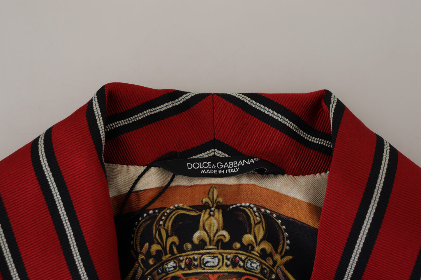 Dolce & Gabbana – Rot gestreifter Morgenmantel mit Martini-Print