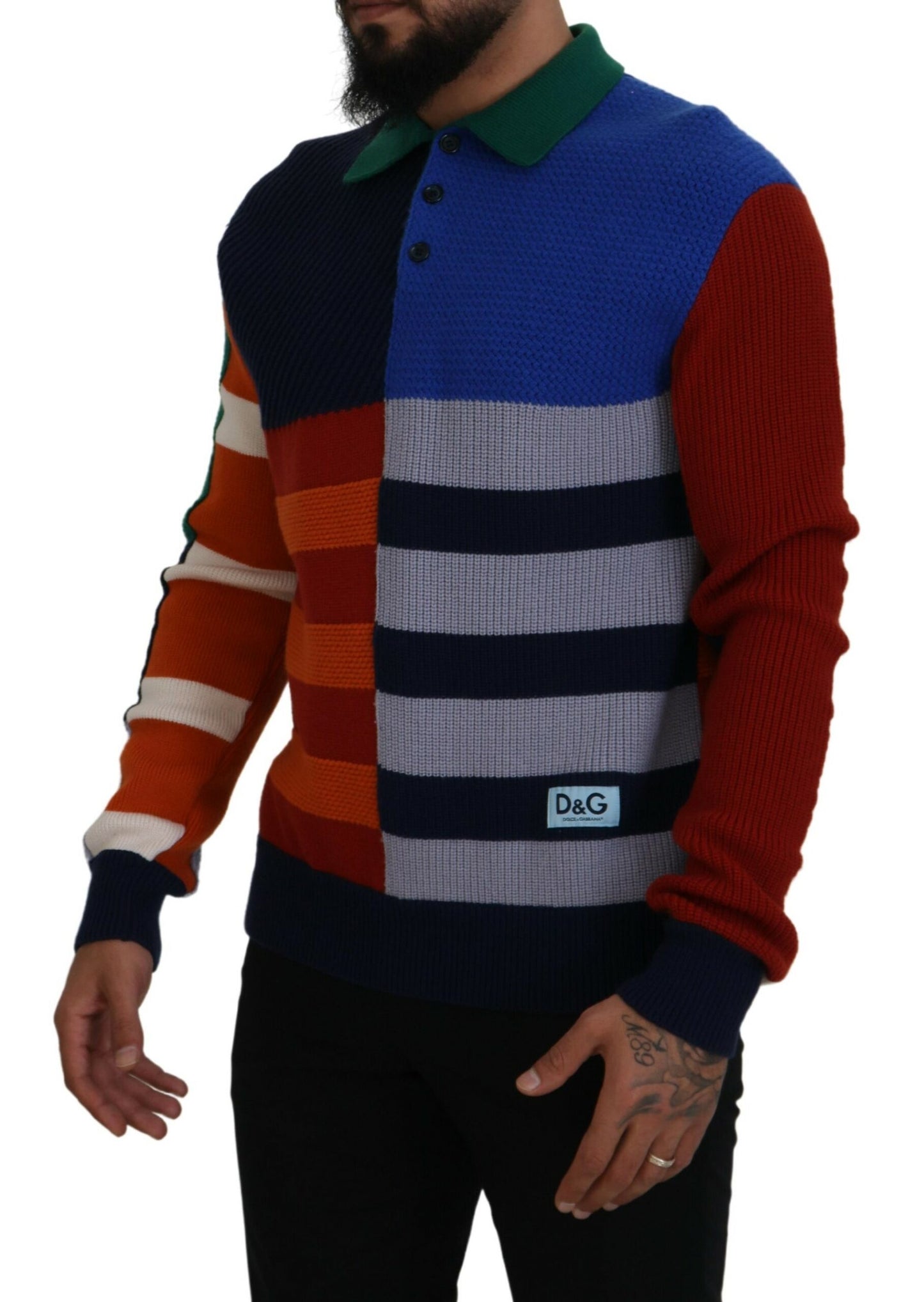 Dolce & Gabbana Wollpullover mit mehrfarbigen Streifen