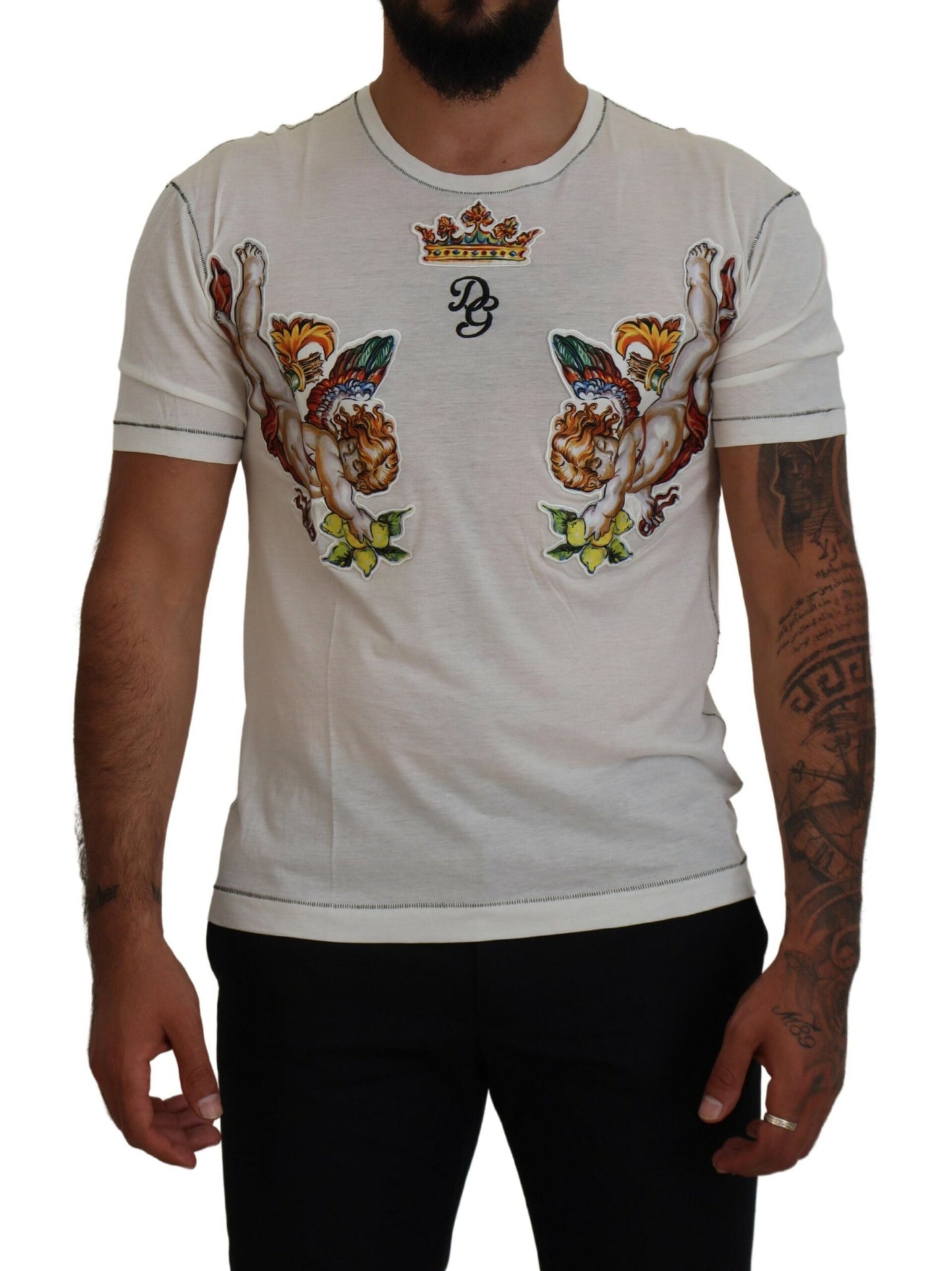 Dolce & Gabbana – Weißes bedrucktes Kurzarm-T-Shirt für Herren