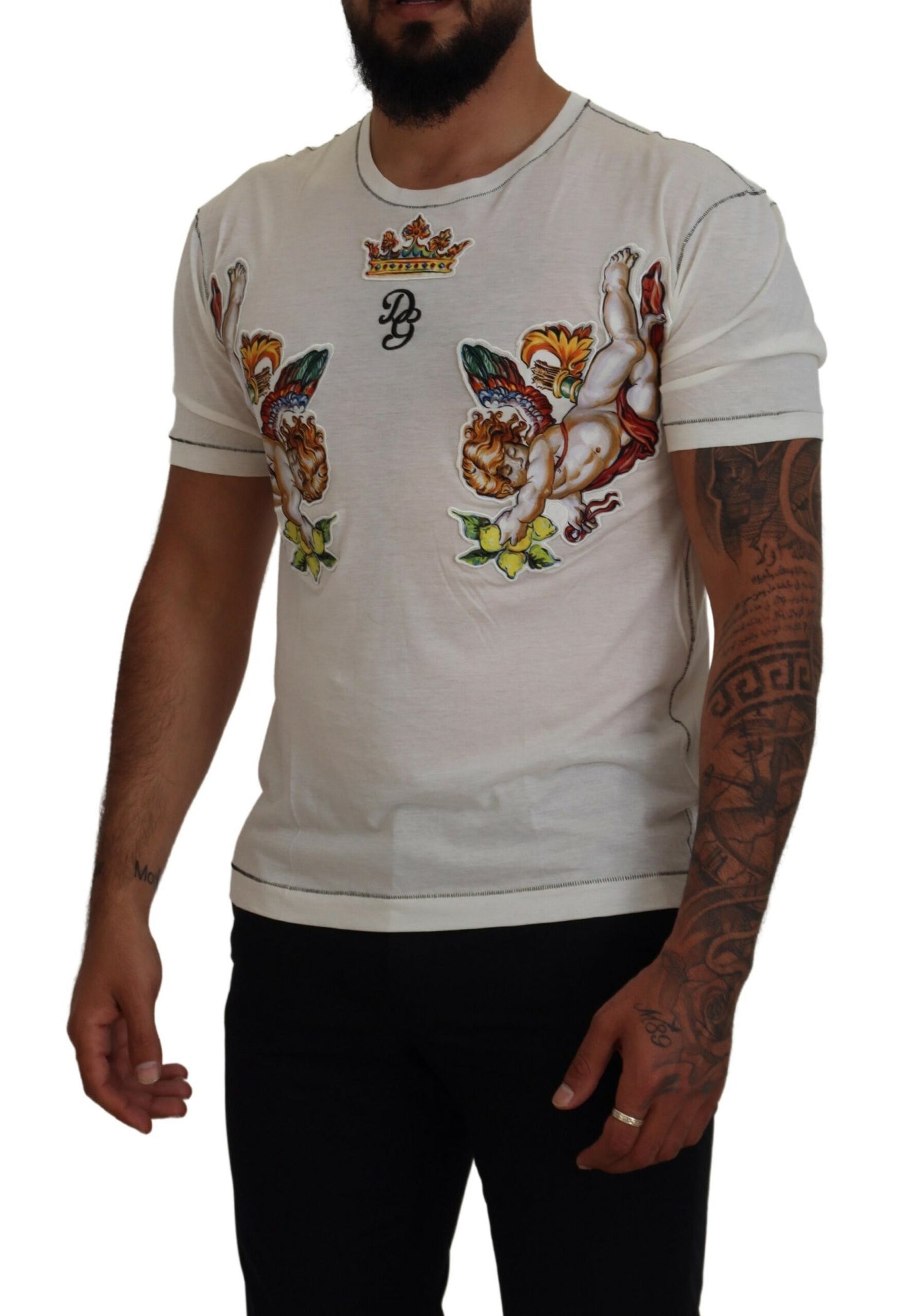 Dolce & Gabbana – Weißes bedrucktes Kurzarm-T-Shirt für Herren