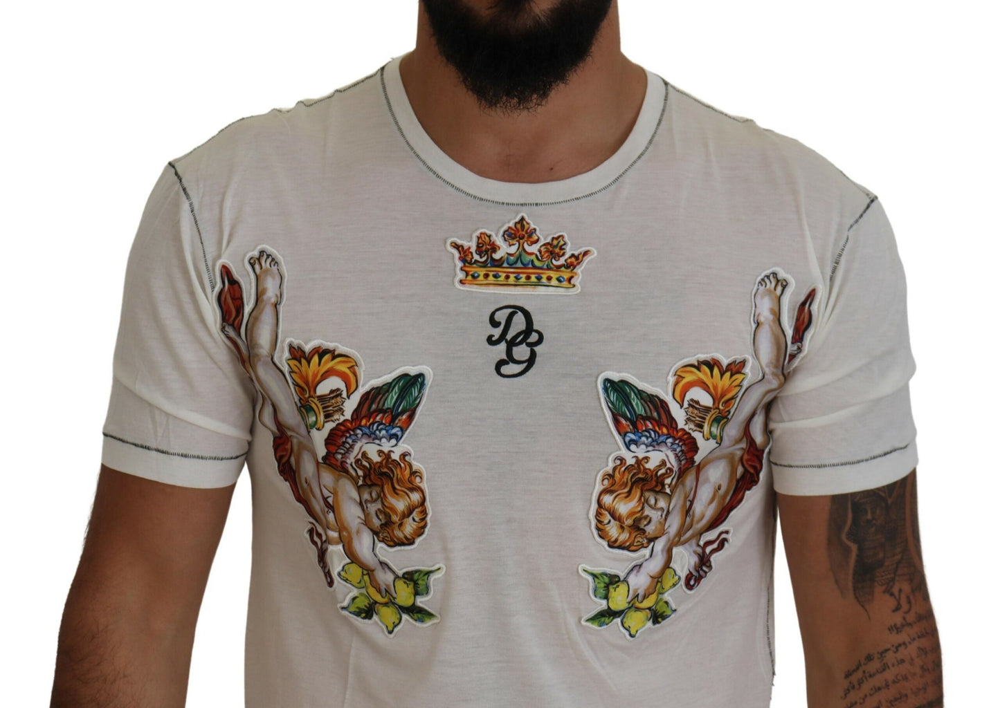 Dolce & Gabbana – Weißes bedrucktes Kurzarm-T-Shirt für Herren
