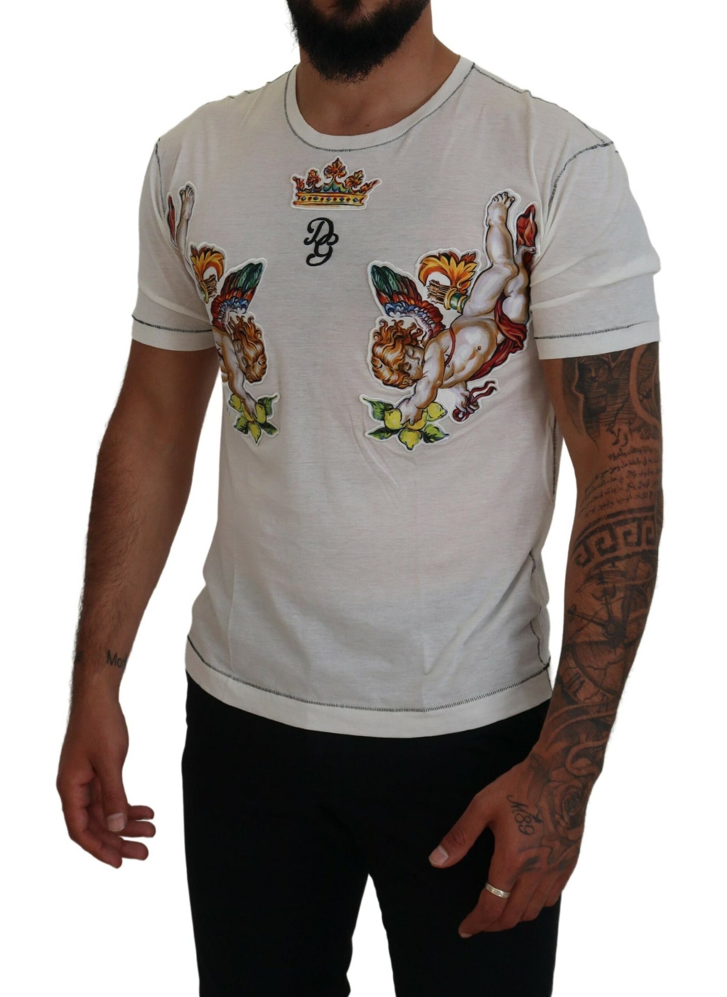 Dolce & Gabbana – Weißes bedrucktes Kurzarm-T-Shirt für Herren