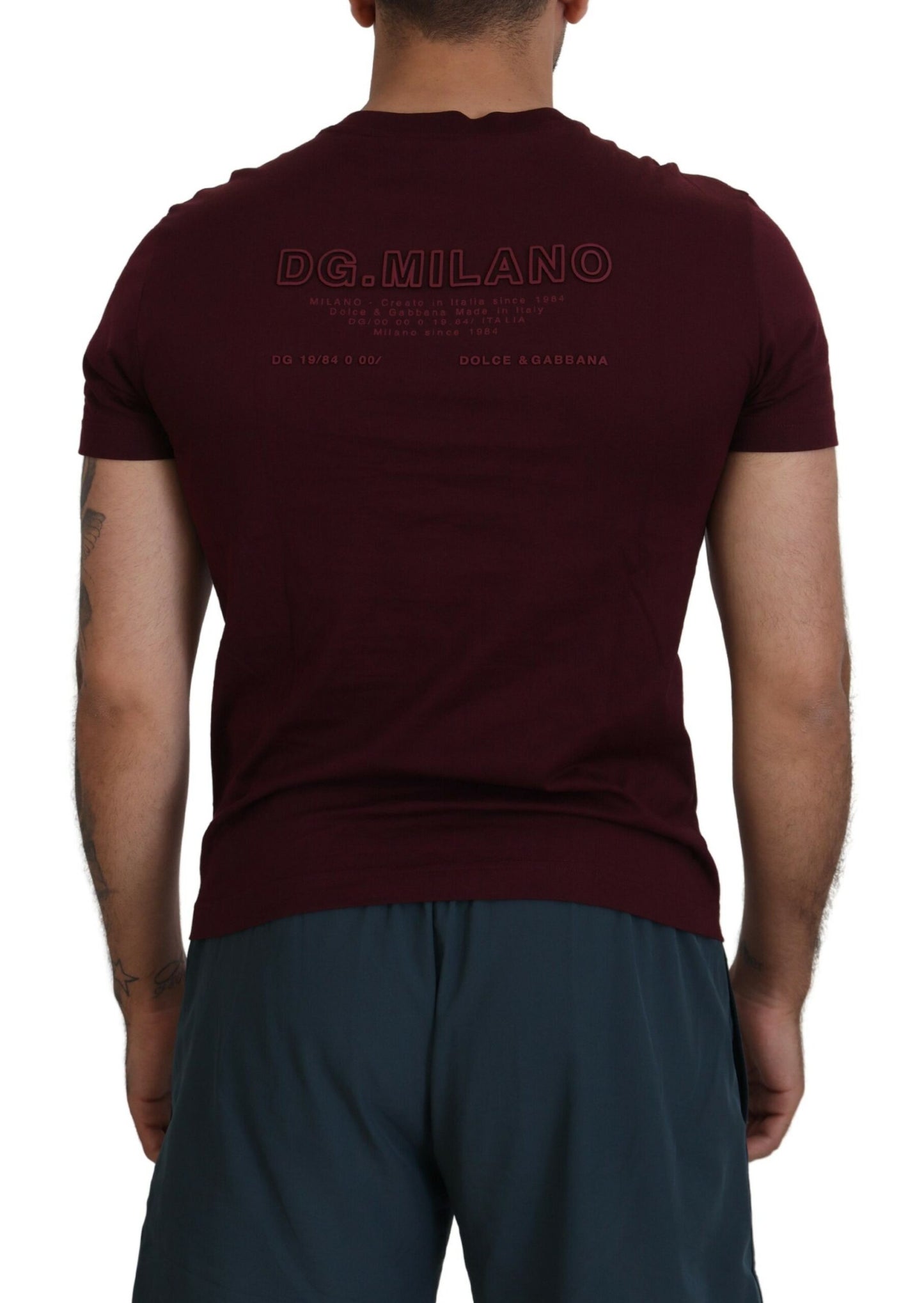 Dolce & Gabbana – Kastanienbraunes, bedrucktes T-Shirt mit kurzen Ärmeln für Herren