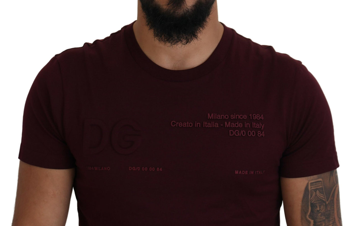 Dolce & Gabbana – Kastanienbraunes, bedrucktes T-Shirt mit kurzen Ärmeln für Herren