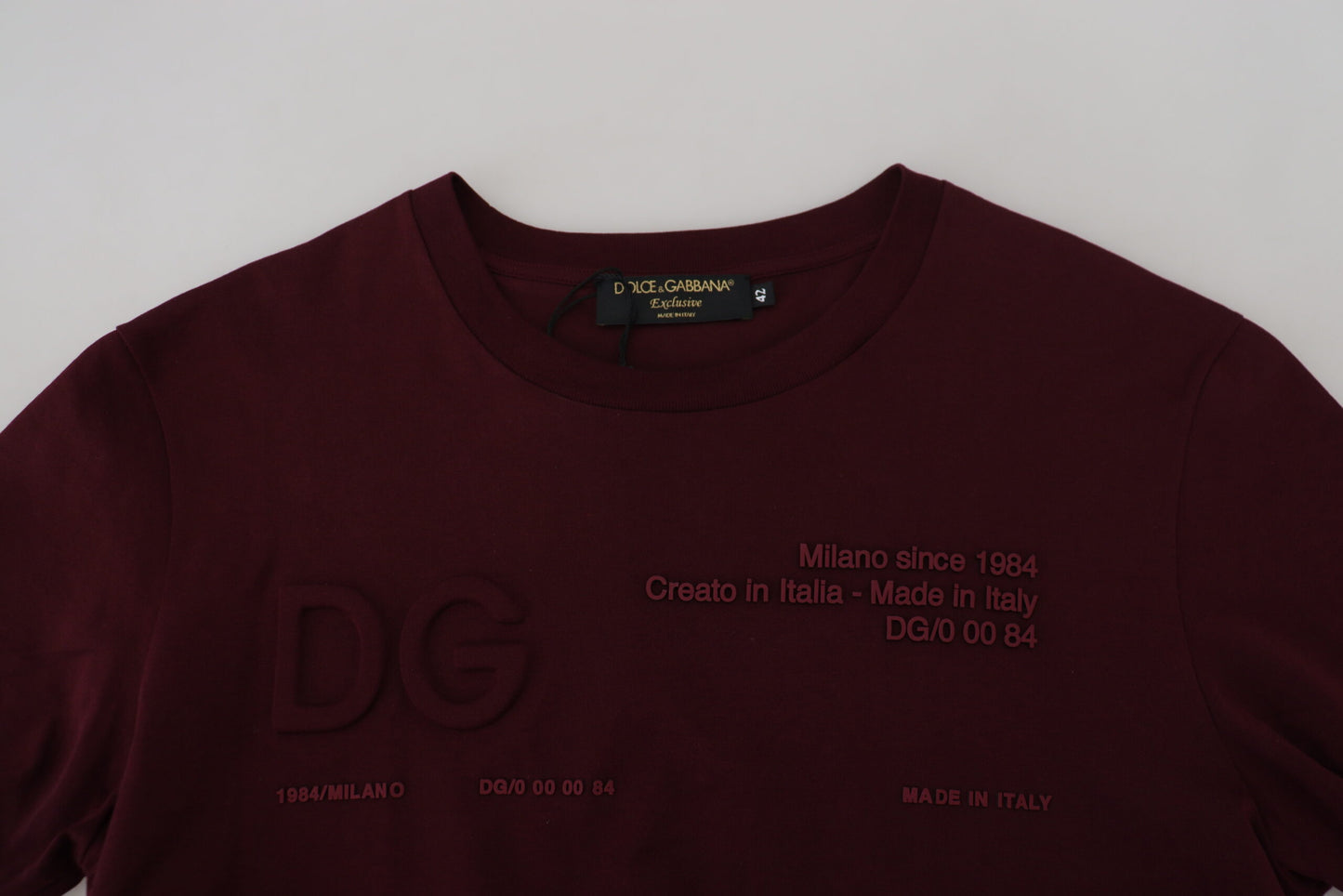 Dolce & Gabbana – Kastanienbraunes, bedrucktes T-Shirt mit kurzen Ärmeln für Herren