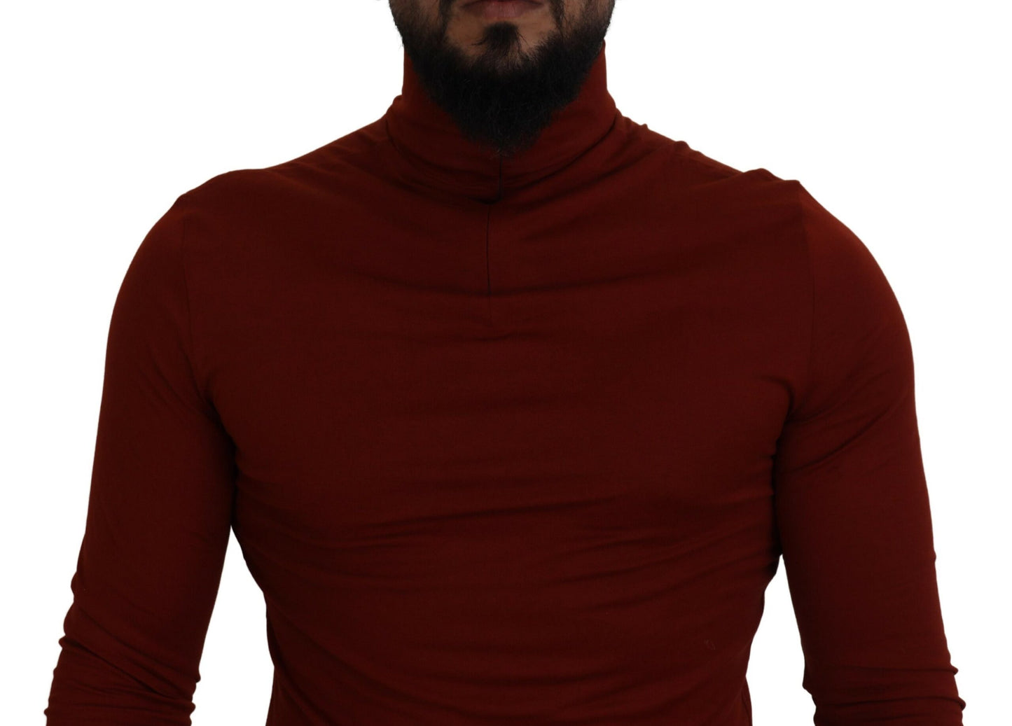 Dolce & Gabbana – Kastanienbrauner Rollkragenpullover aus Baumwolle mit Reißverschluss