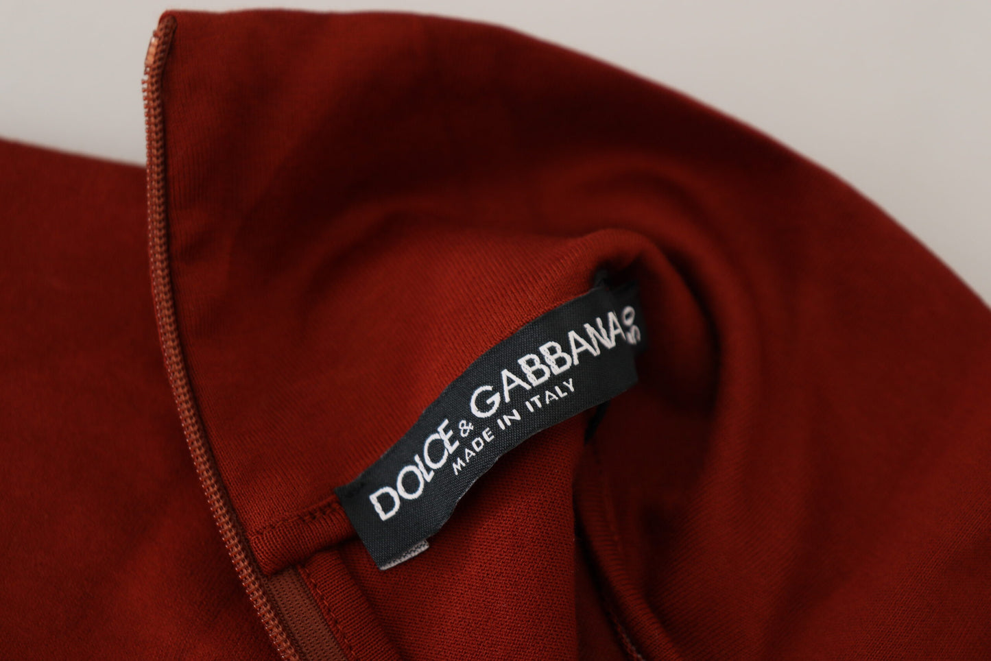 Dolce & Gabbana – Kastanienbrauner Rollkragenpullover aus Baumwolle mit Reißverschluss