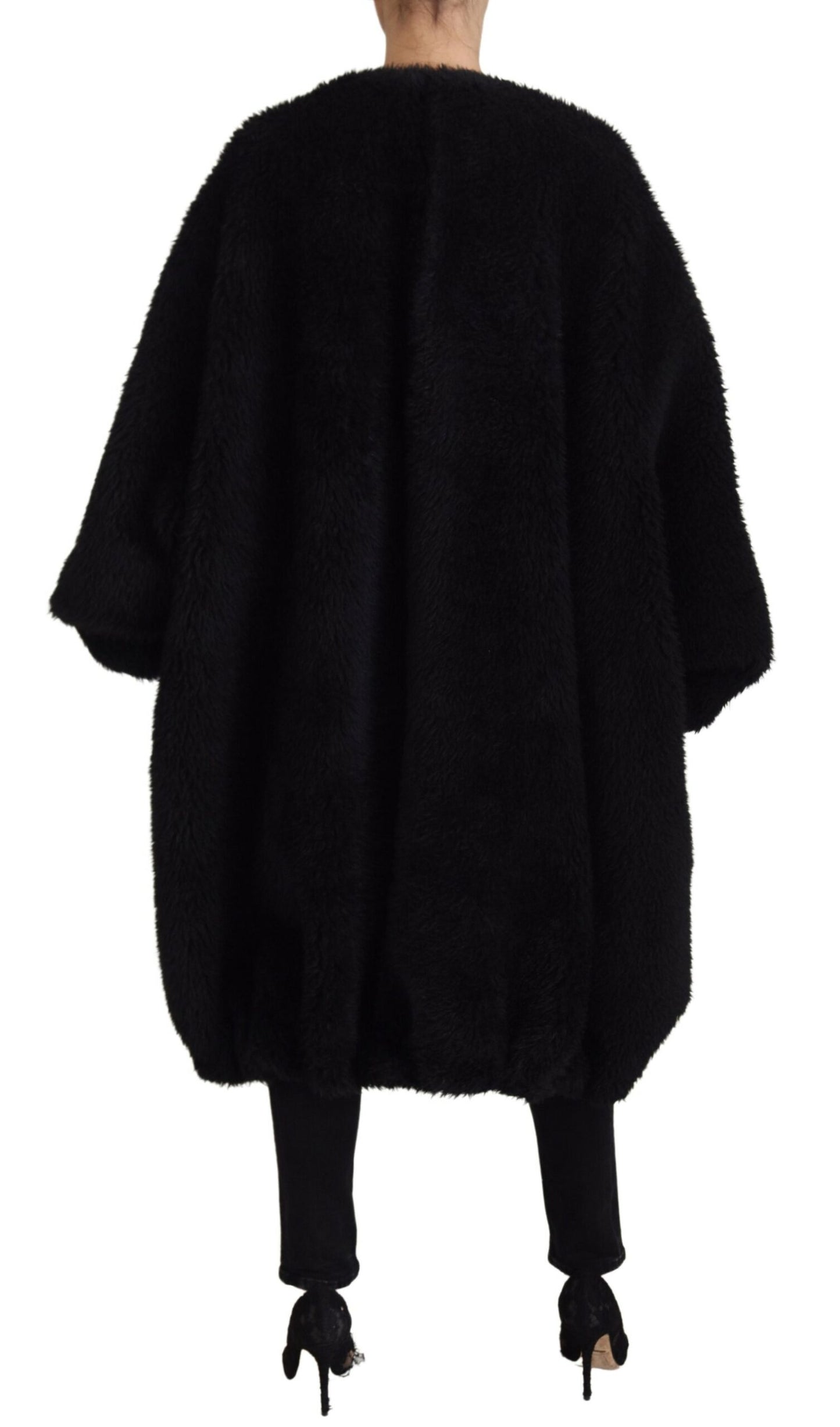 Dolce & Gabbana – Schwarze Kunstpelzjacke aus Kaschmirmischung