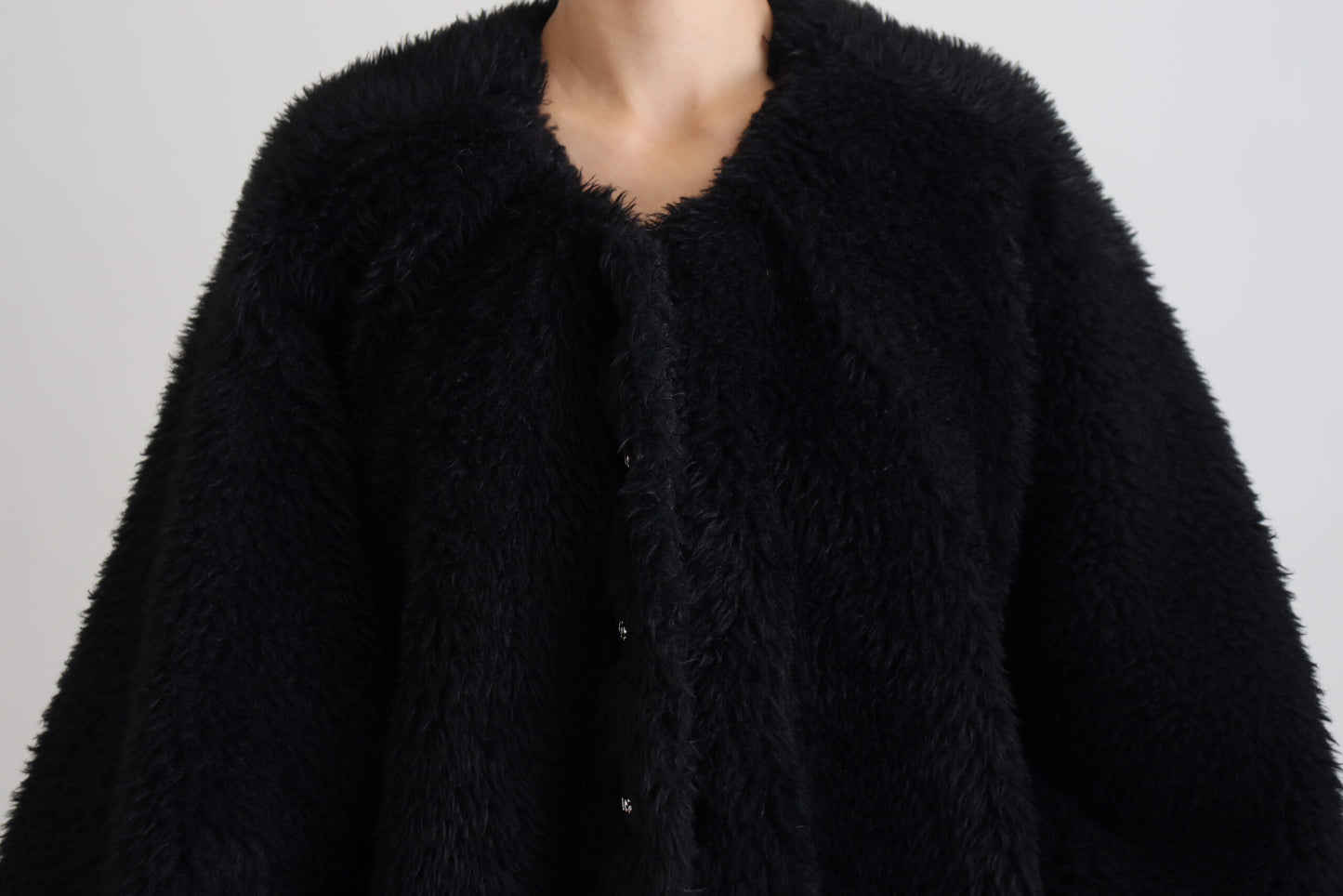 Dolce & Gabbana – Schwarze Kunstpelzjacke aus Kaschmirmischung