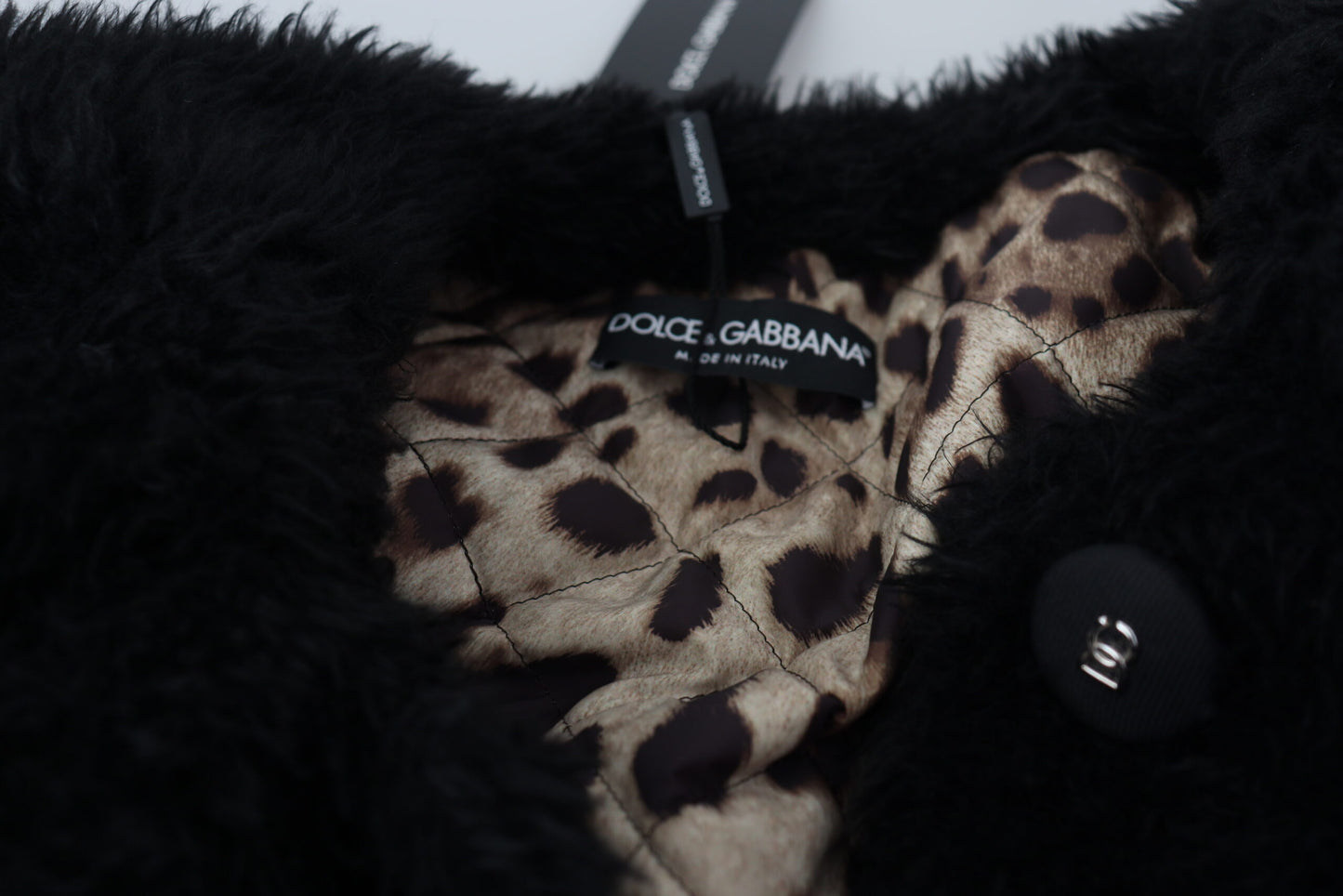 Dolce & Gabbana – Schwarze Kunstpelzjacke aus Kaschmirmischung